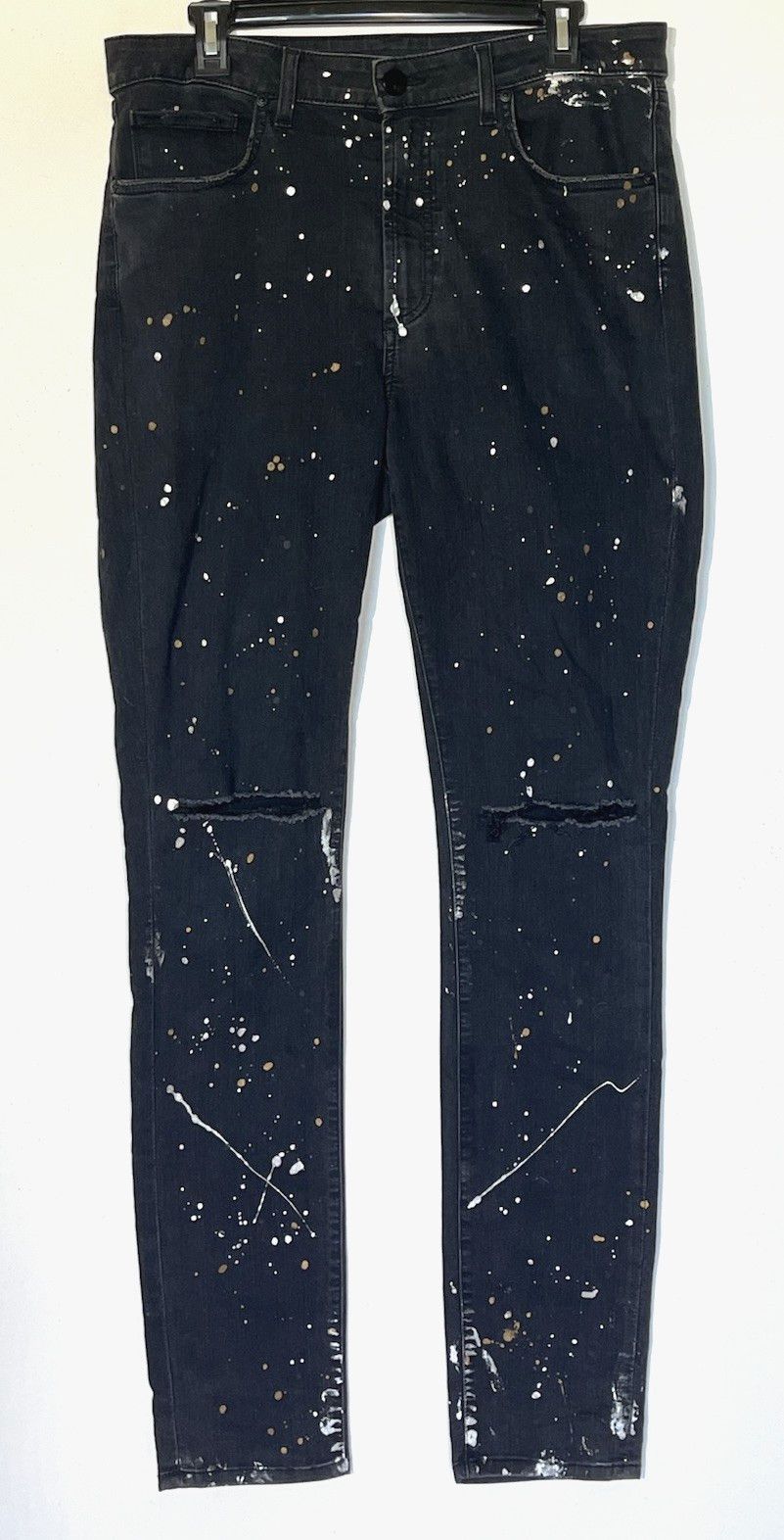 MONFRERE Monfrere Greyson Soho Paint Splatter Ripped Skinny Jeans Size US 34 / EU 50 - 1 Thumbnail