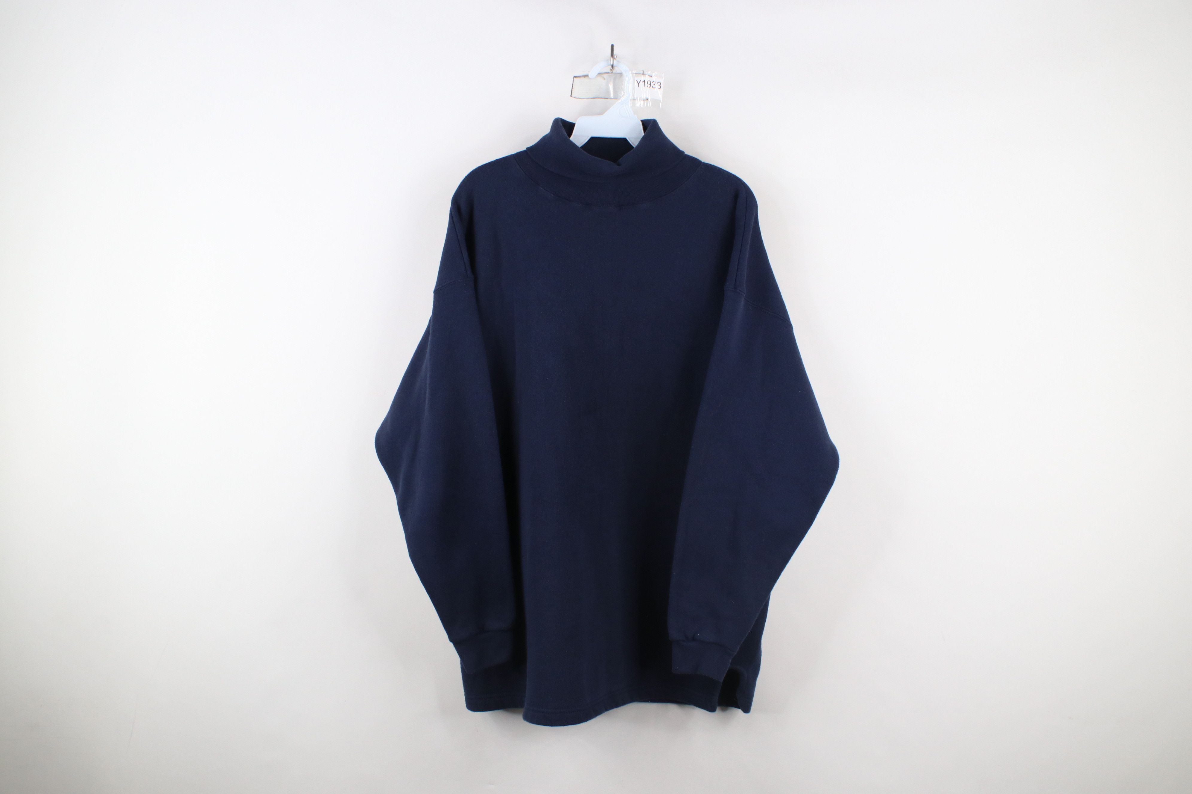 Vintage Vintage 90s Streetwear Tunic Turtleneck Sweatshirt Blue USA Size XL / US 12-14 / IT 48-50 - 1 Thumbnail