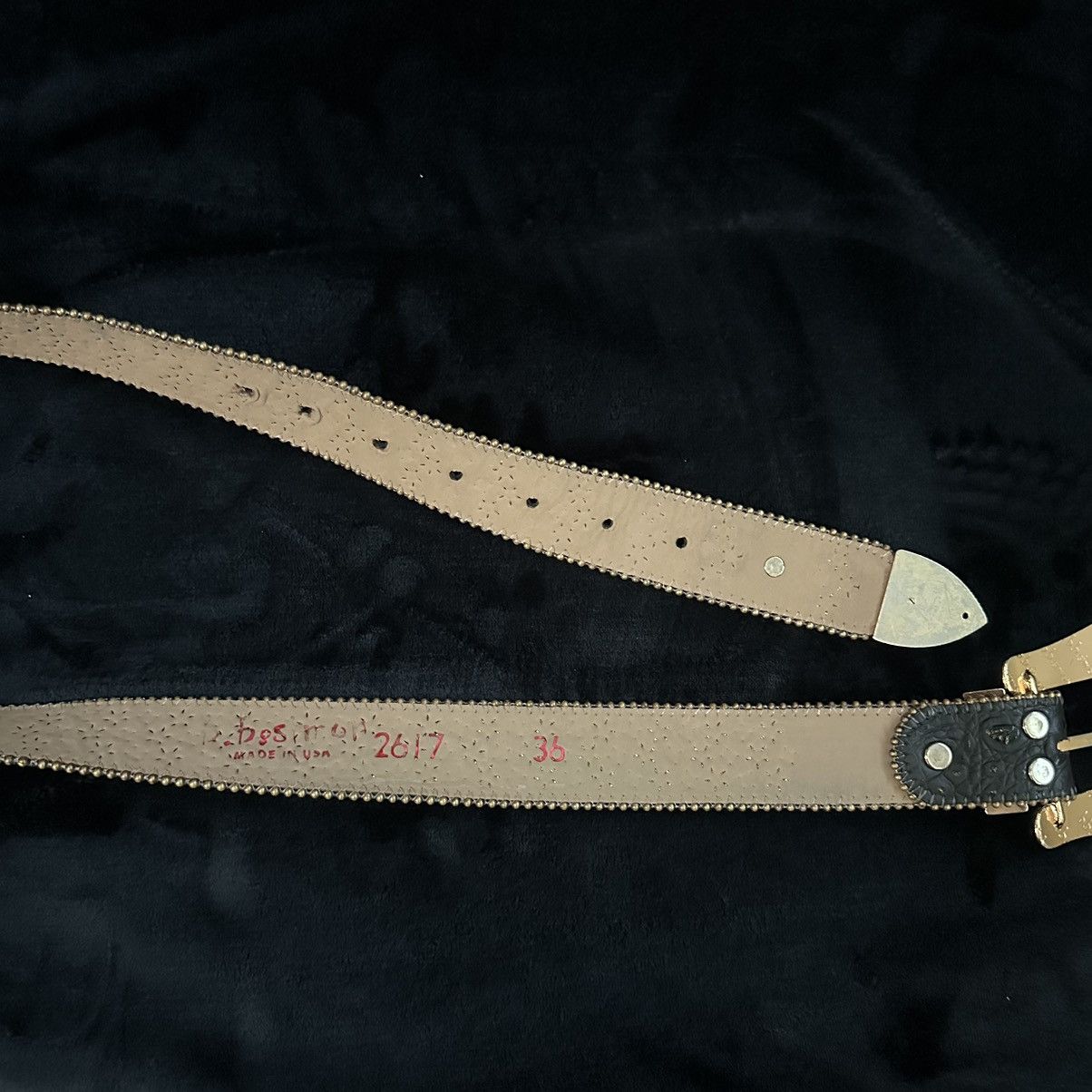 B.B. Simon Bb Simon Belt Lavasan Black & Gold Size 34 - 2 Thumbnail