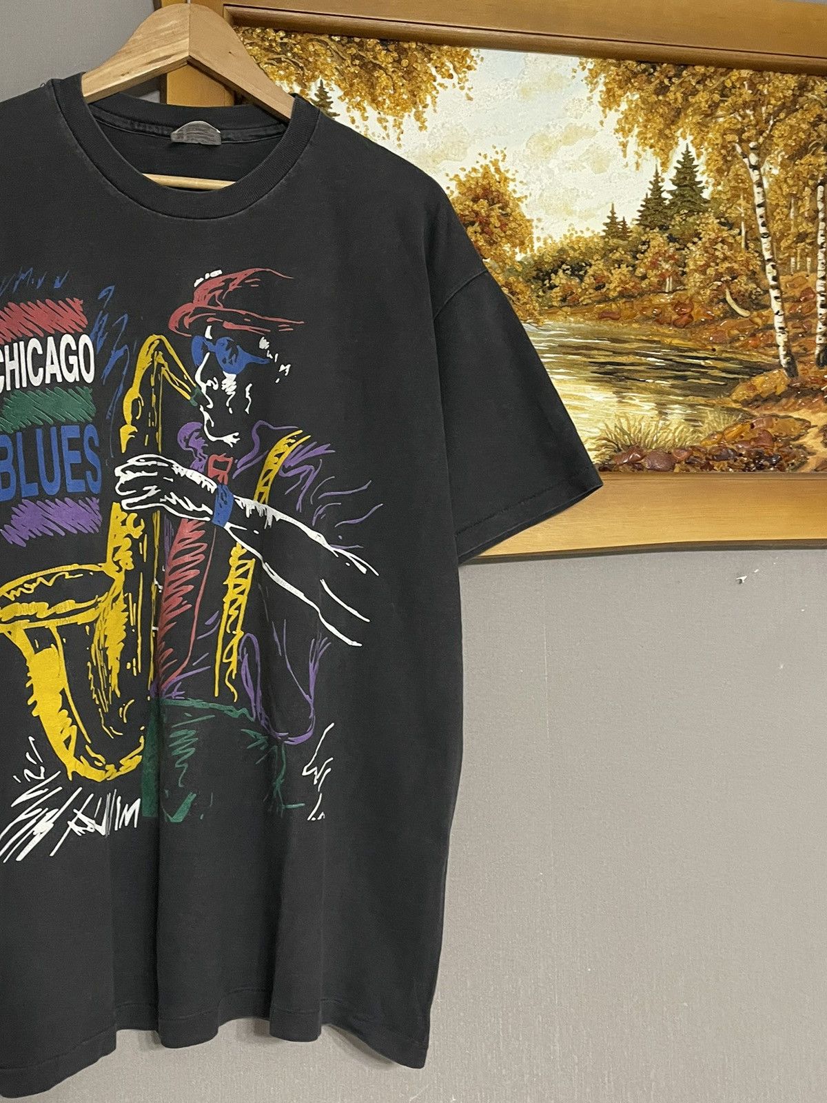 Band Tees Vintage 90s Faded Chicago Blues Stussy Style T-shirt Size US XL / EU 56 / 4 - 4 Thumbnail