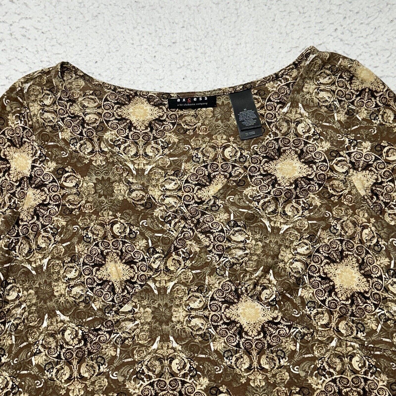 Other Axcess Medium Brown Paisley Floral Long Sleeve T Shirt Top Size M / US 6-8 / IT 42-44 - 2 Thumbnail