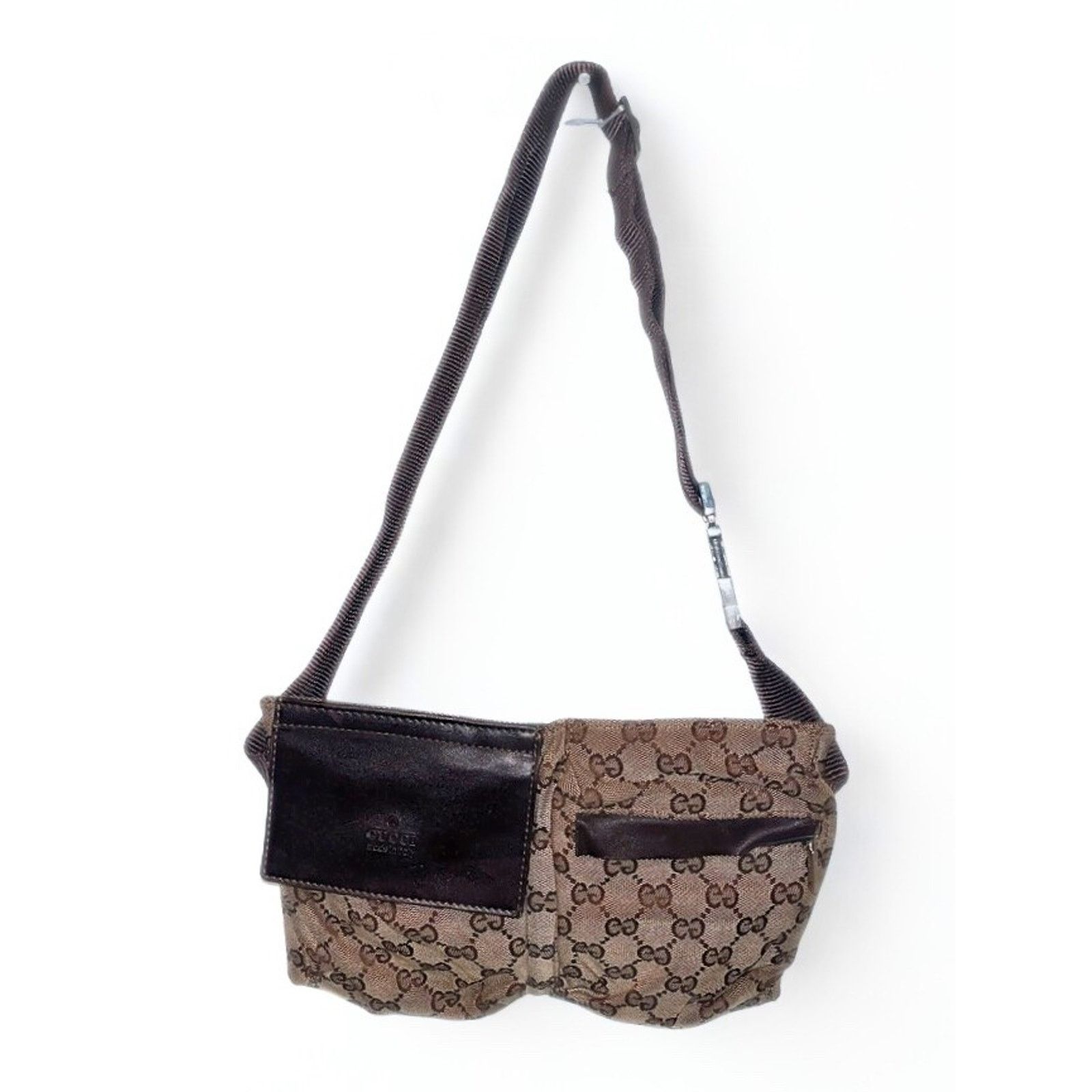 Gucci Gucci GG Canvas x Leather Beige Brown Waist Bag Belt Bag Size ONE SIZE - 4 Thumbnail