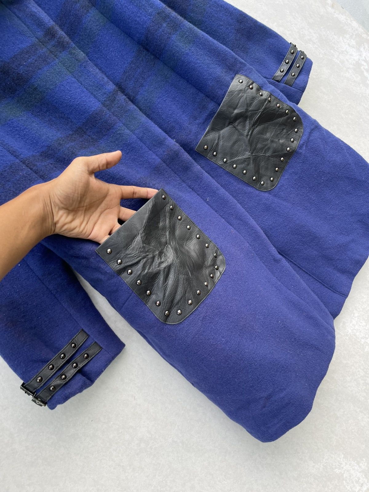 Japanese Brand × Junya Watanabe 🔥RARE🔥 Gabardine K.T Studed Leather Pocket Coat/Jacket Size US M / EU 48-50 / 2 - 8 Thumbnail