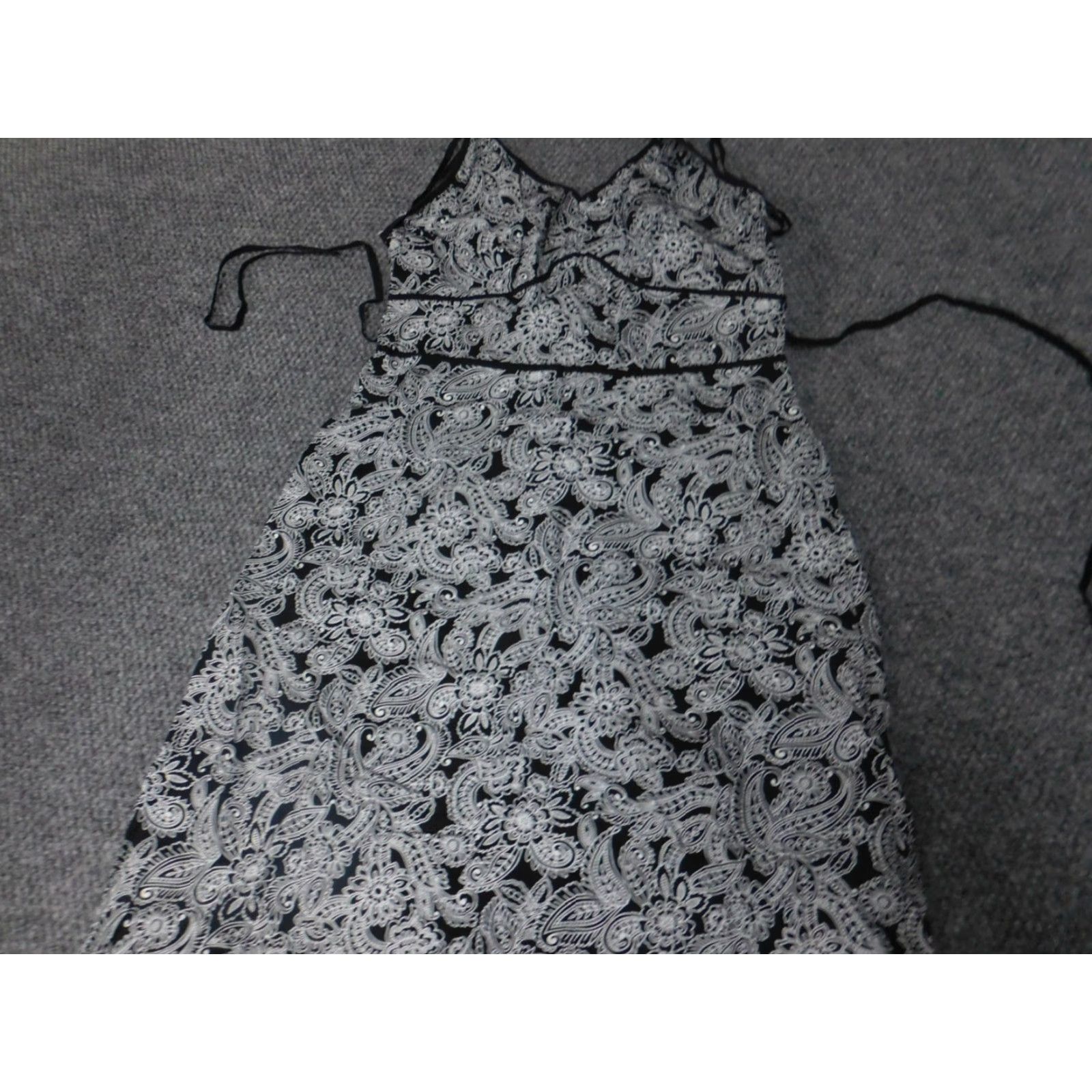 Vintage Componix Womens Dress Midi Black Floral A-Line Knit Polyester Pockets Sleeveless Raglan Short Sleeves Crew Neck Casual 10 Size L / US 10 / IT 46 - 2 Thumbnail