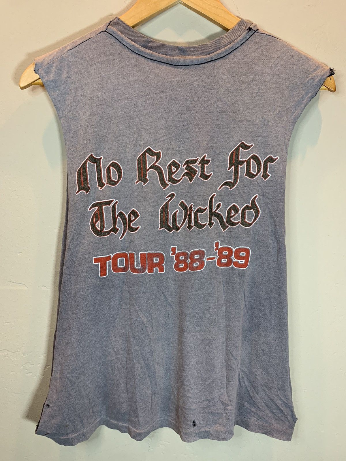 Band Tees × Ozzy Osbourne × Vintage RARE Vintage 80s Ozzy Osbourne No Rest For Wicked Tour Shirt Size US M / EU 48-50 / 2 - 2 Thumbnail