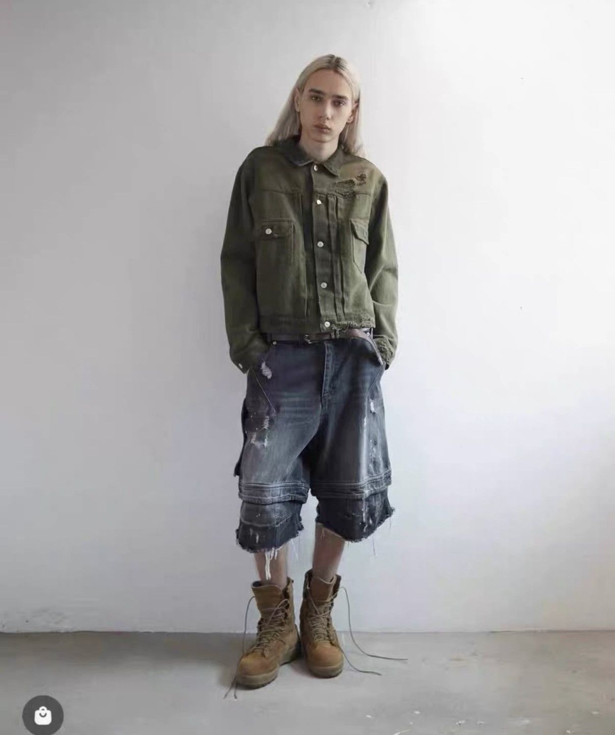 FAR FROM WHAT Far Archive 25SS Distressed Cropped Wide Denim Jacket J31 Size US S / EU 44-46 / 1 - 9 Thumbnail