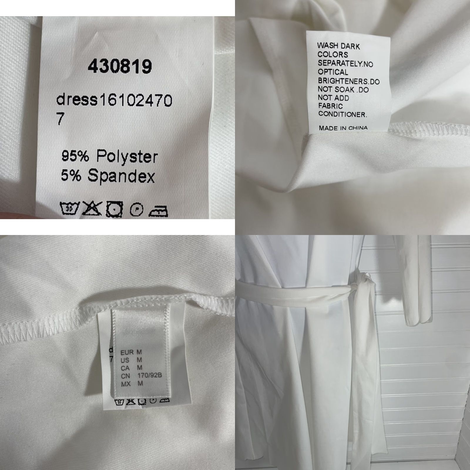 Shein Shein Women's Medium Scalloped Trim White Dress Tie Waist Zipper Back 33.5 Long Size M / US 6-8 / IT 42-44 - 8 Thumbnail