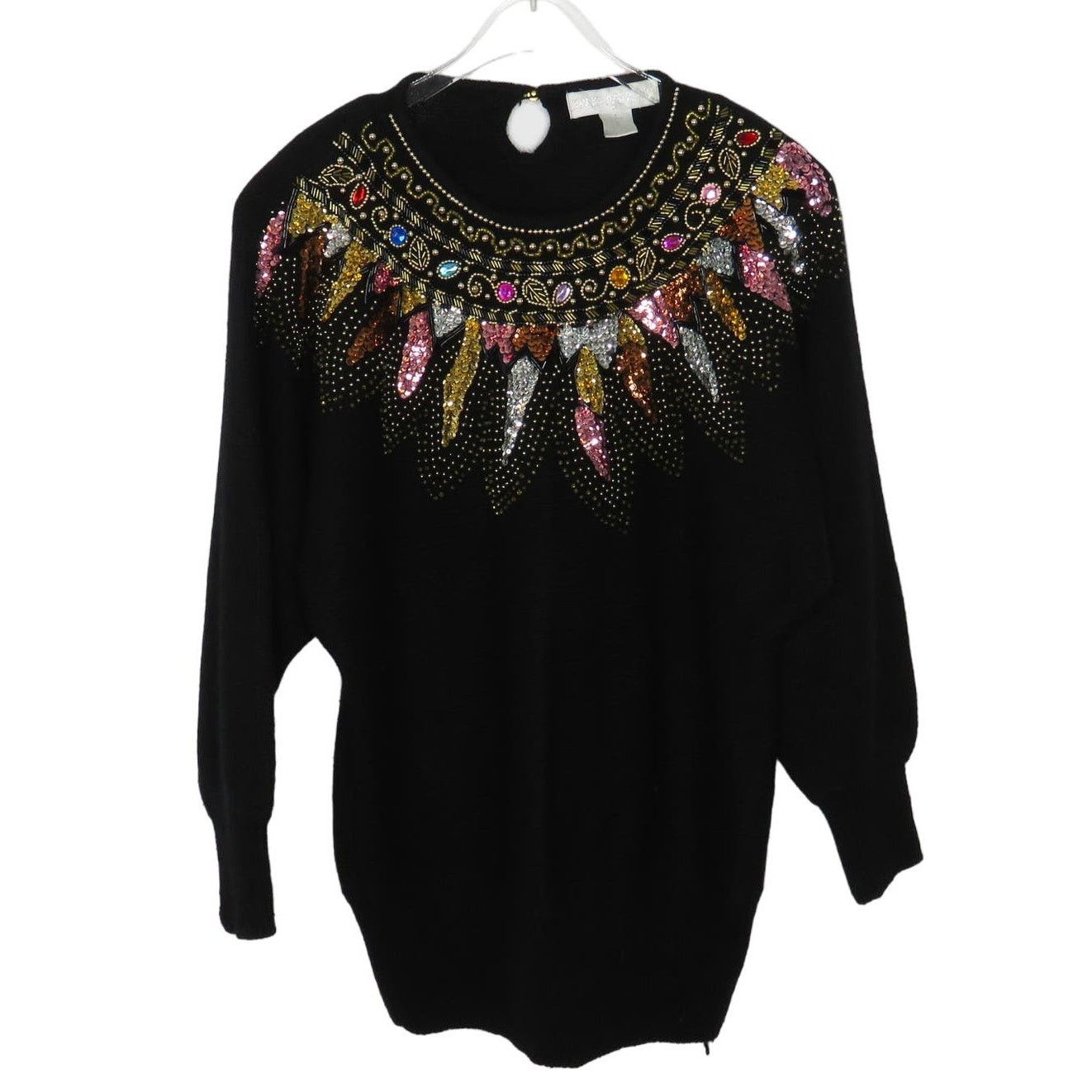Vintage 1980s Vintage Rainbow Sequin Rhinestone Sweater Small Size S / US 4 / IT 40 - 1 Thumbnail