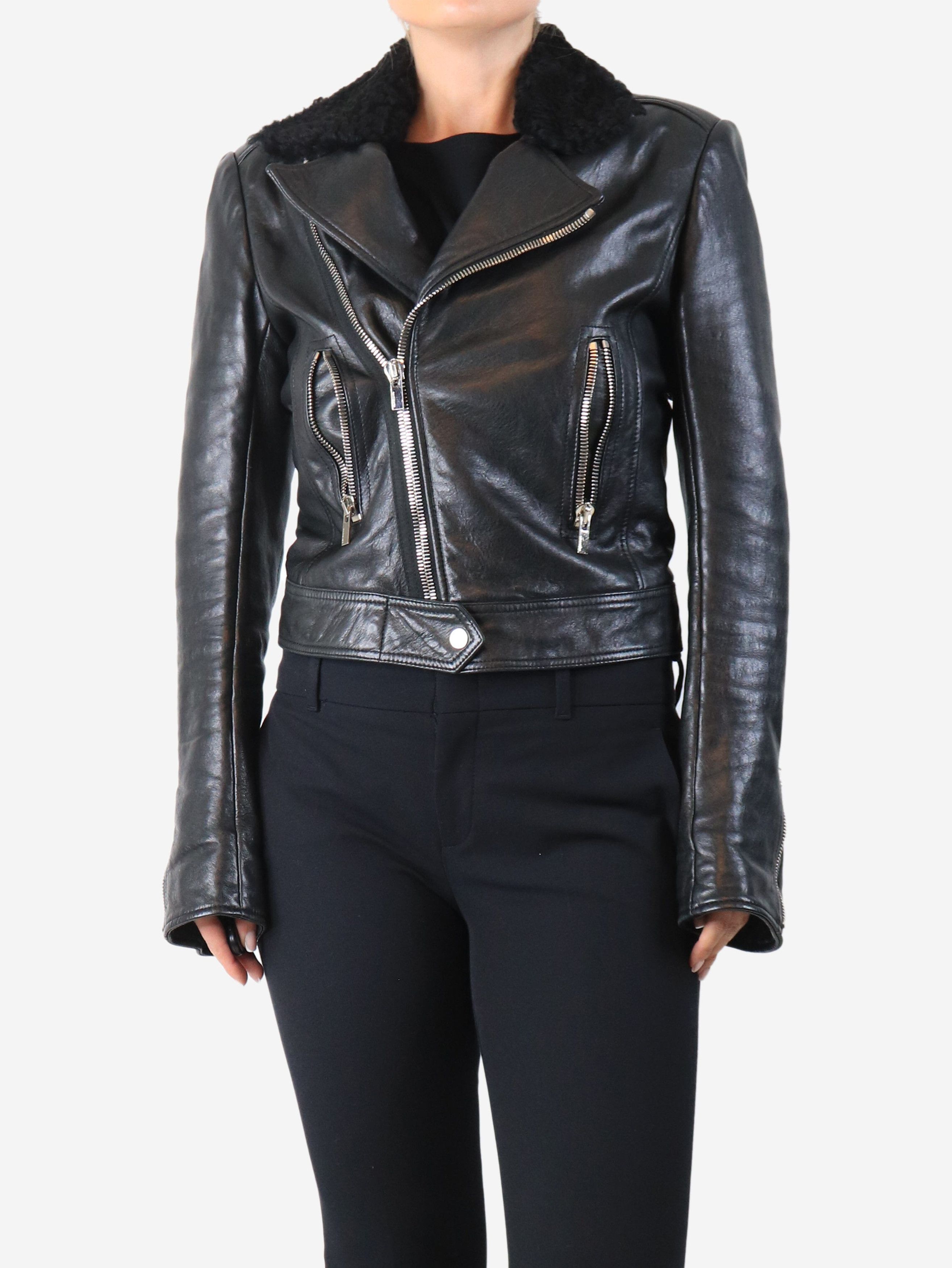 Balenciaga Black leather shearling biker jacket - UK 12 Size M / US 6-8 / IT 42-44 - 1 Thumbnail