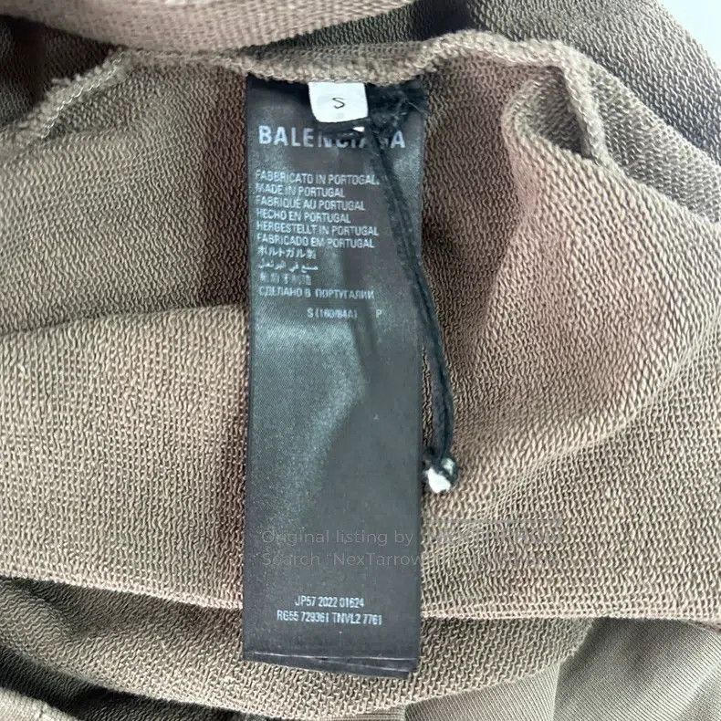 Balenciaga Balenciaga Khaki Beige Destroyed Letter Logo Printed Hoode Size US S / EU 44-46 / 1 - 3 Thumbnail