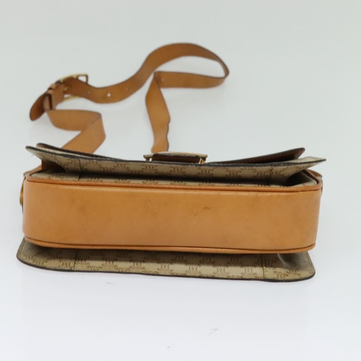 Celine CELINE Macadam Canvas Horse Carriage Shoulder Bag Beige Gold Size ONE SIZE - 9 Thumbnail