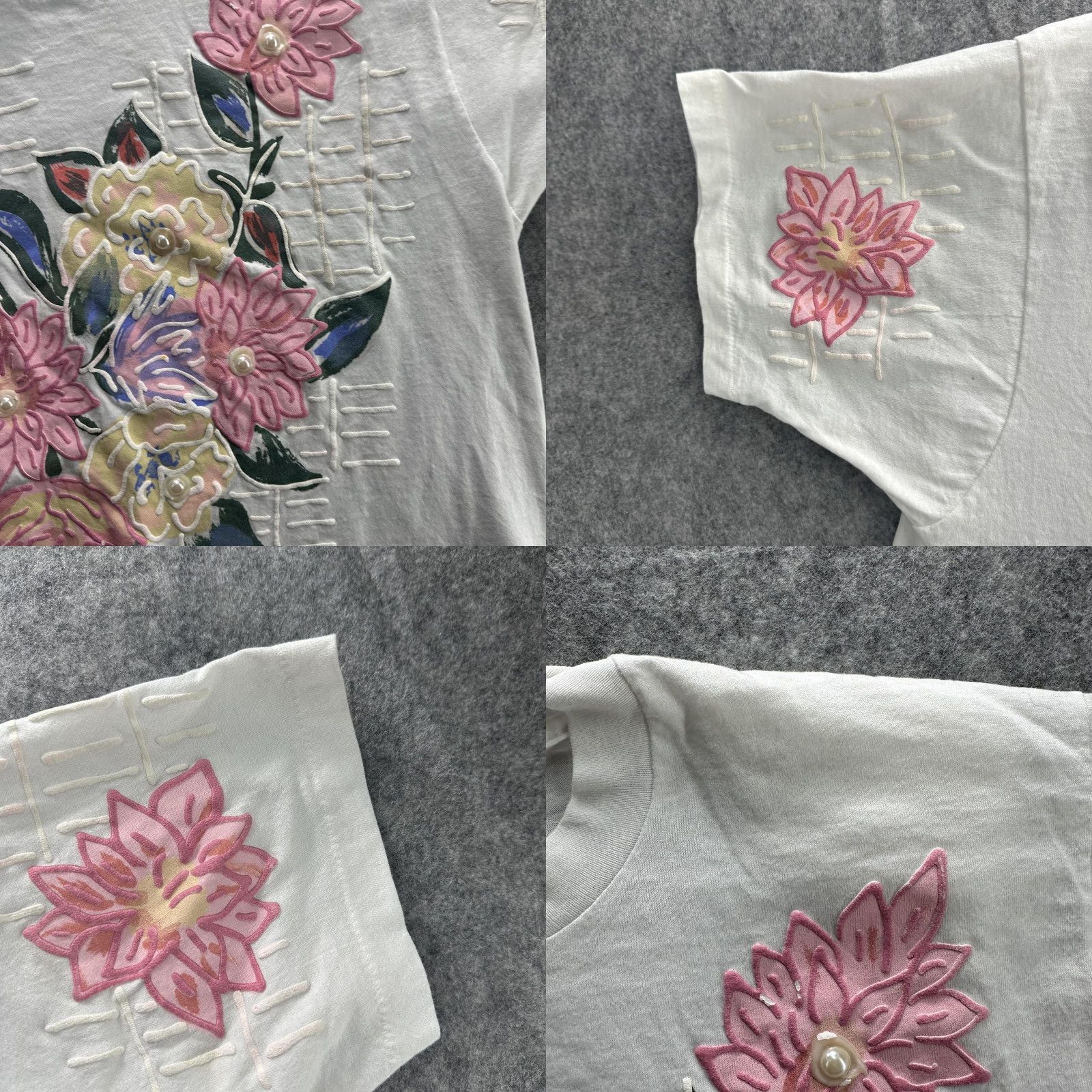 Vintage VINTAGE Brush Works Shirt Womens Large White Floral Hand-Painted 3D Pearl Embellished 90s Size L / US 10 / IT 46 - 8 Thumbnail