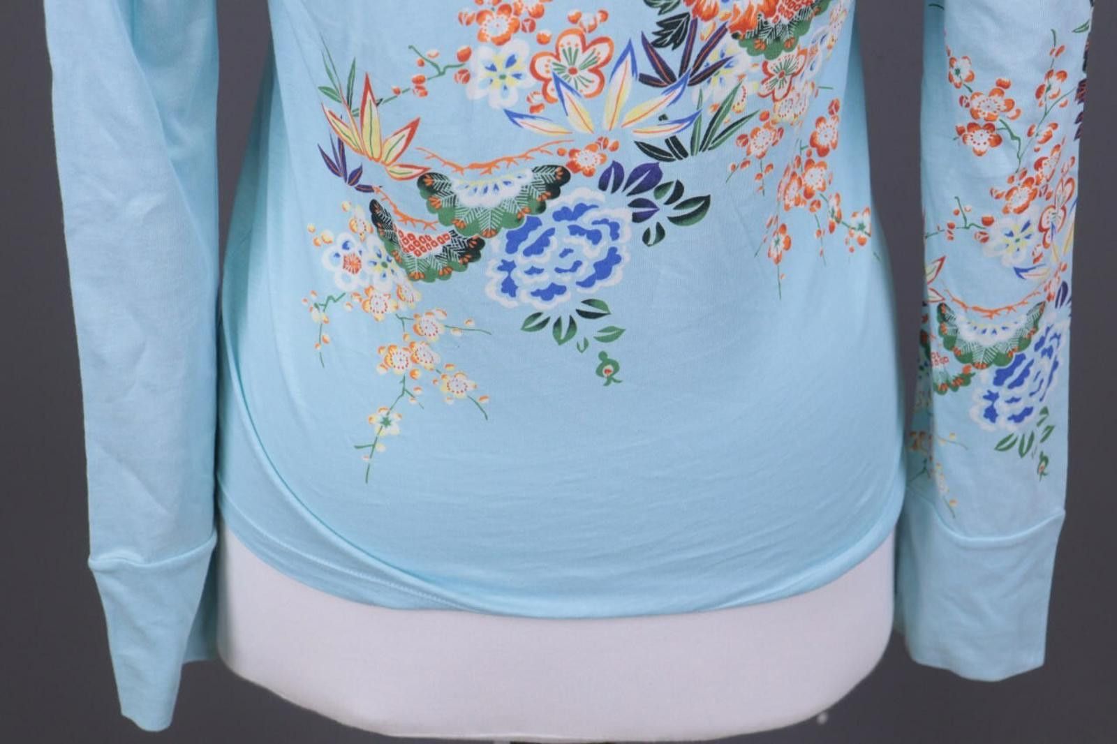 Custo Barcelona CUSTO BARCELONA Blue Floral Stretch Top Shirt Size 4 Size S / US 4 / IT 40 - 10 Thumbnail