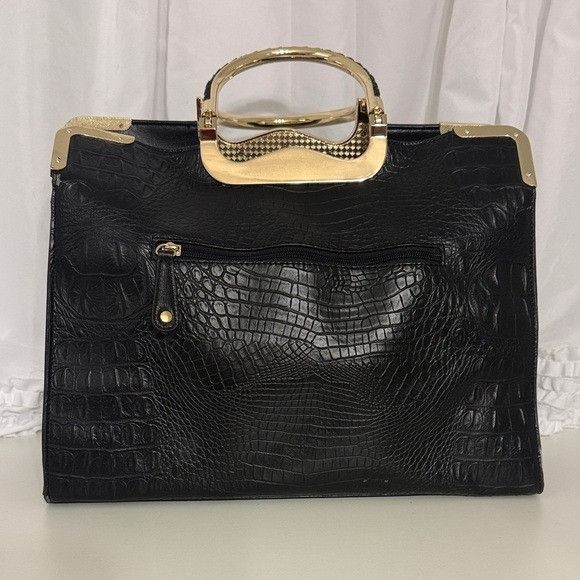 Other MK Dupe Black Croc Embossed Bag with Gold Accents Size ONE SIZE - 2 Thumbnail
