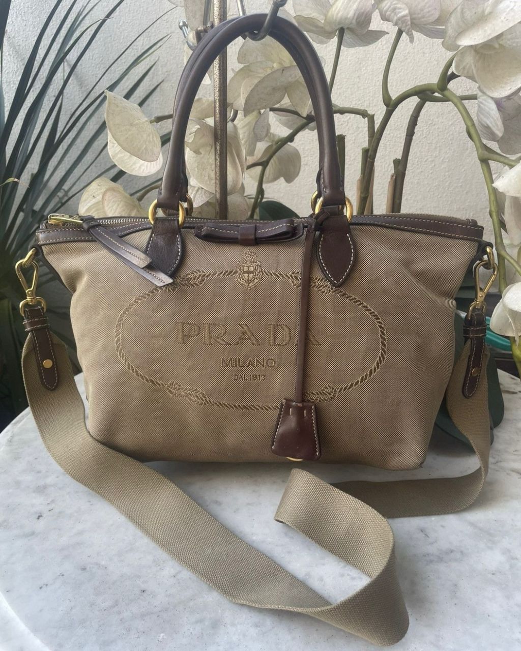Prada Authentic PRADA Logo Jaquard Canvas Shoulder Bag Size ONE SIZE - 20 Thumbnail