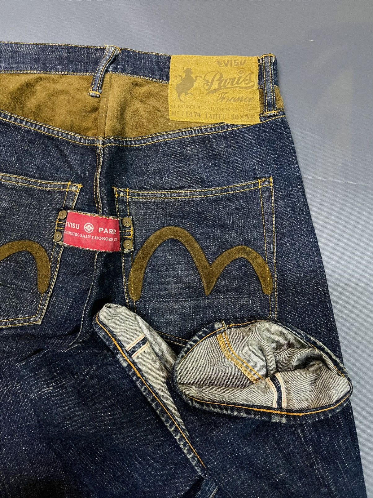 Designer × Evisu RARE EVISU PARIS YAMANE SUEDE SEA GULL SELVEDGE JEANS Size US 31 - 5 Thumbnail