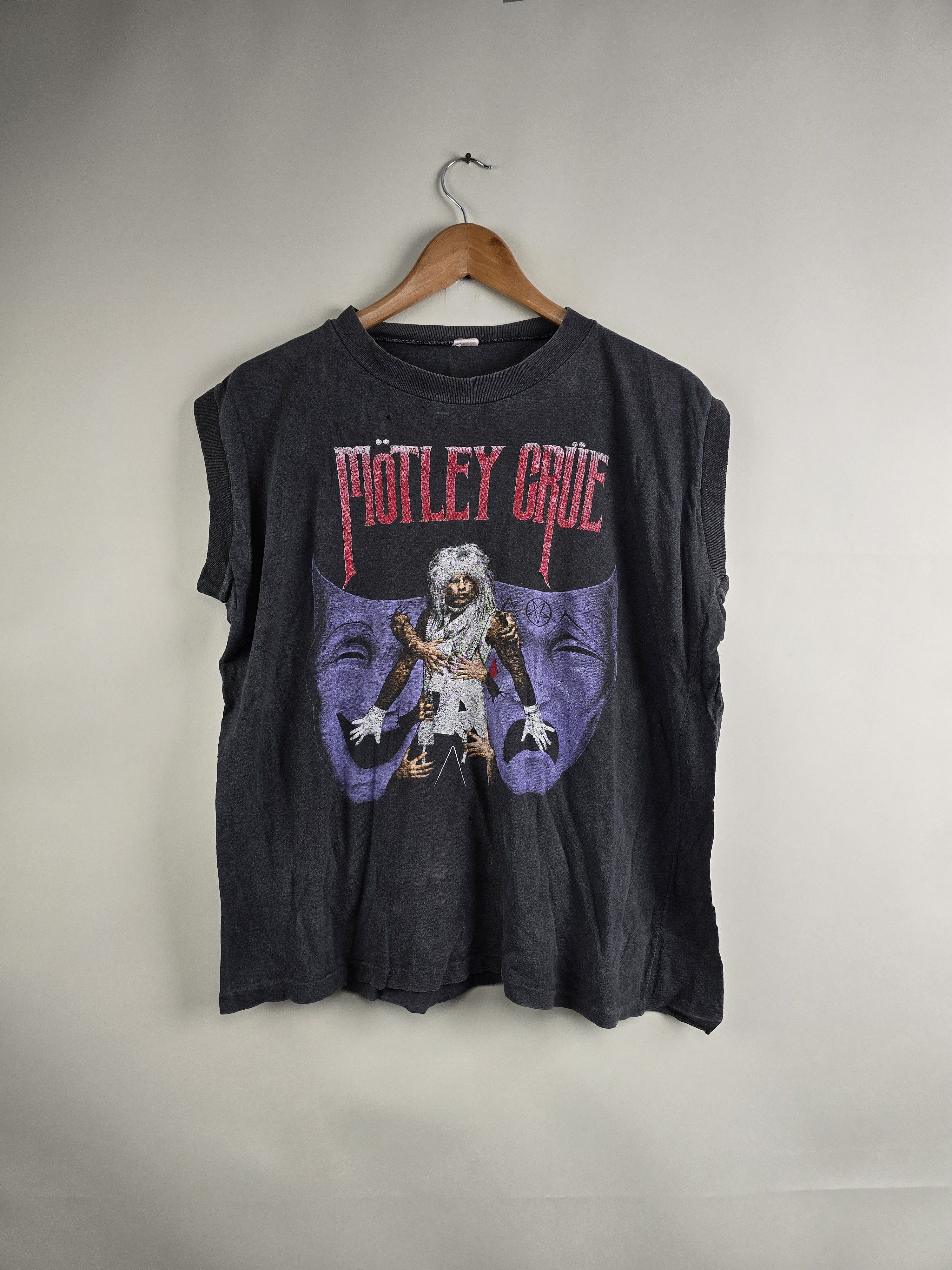 image of Band Tees x Rock Tees 80's Motley Crue Theater Of Pain XL 22.5" 25" in Black, Men's