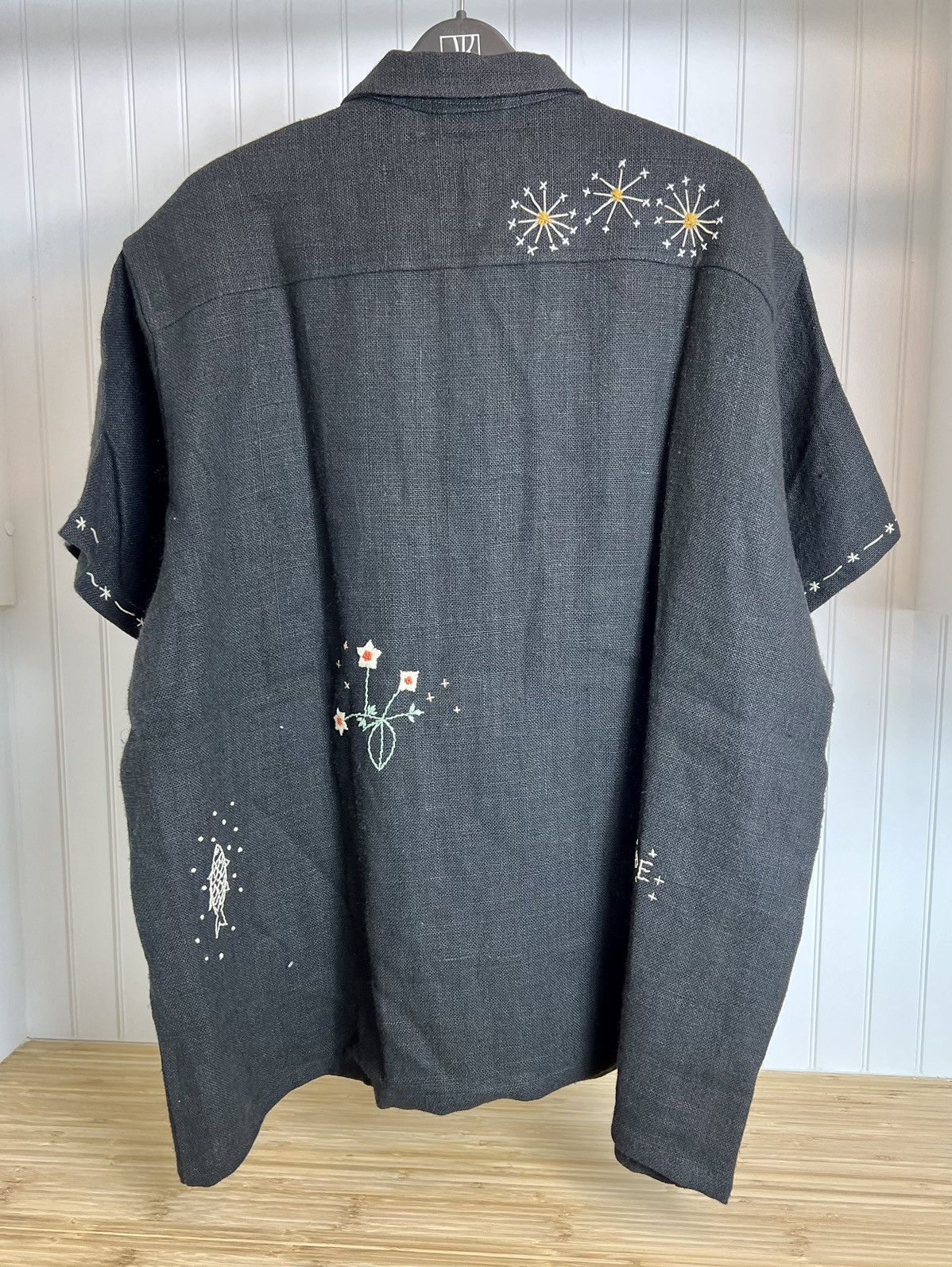 Bode New 1 of 1 Bengali Embroidered Indian Linen Black Shirt L/XL Size US L / EU 52-54 / 3 - 2 Thumbnail