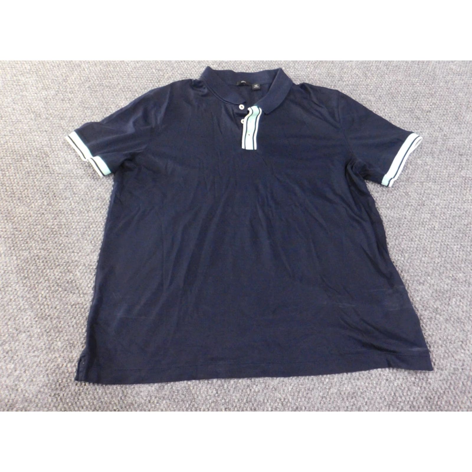 Hugo Boss HUGO BOSS Polo Shirt Men XXL Blue Slim Stretch Knit Short Sleeve Button Collared Golf Business Casual Size US XXL / EU 58 / 5 - 2 Thumbnail