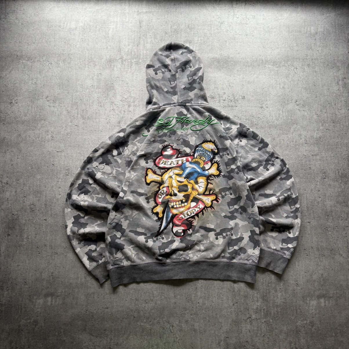 Christian Audigier Vintage Camo Ed-Hardy All Over Print Tatto Zip-Up Size US L / EU 52-54 / 3 - 3 Thumbnail