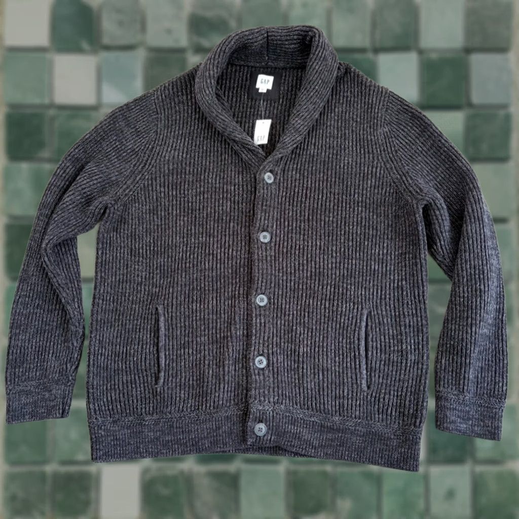 Gap Gap Fisherman Cardigan Cable Knit Shawl Collar Men 2XL Marl Black NWT Grandpa Button Pockets Classic Knit Sweater Bagand? Size US XXL / EU 58 / 5 - 1 Thumbnail