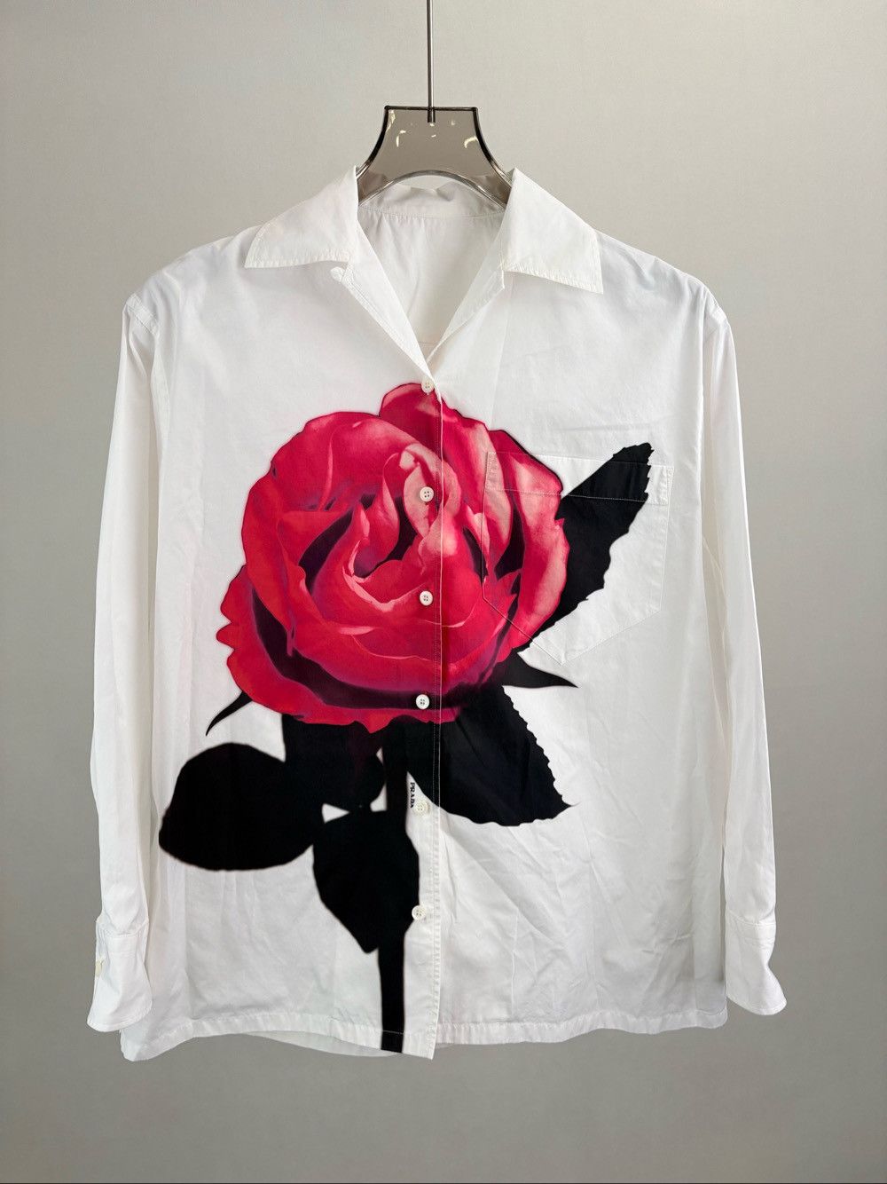 Prada Prada Rose Print Button Up Shirt Size L Size US S / EU 44-46 / 1 - 1 Thumbnail