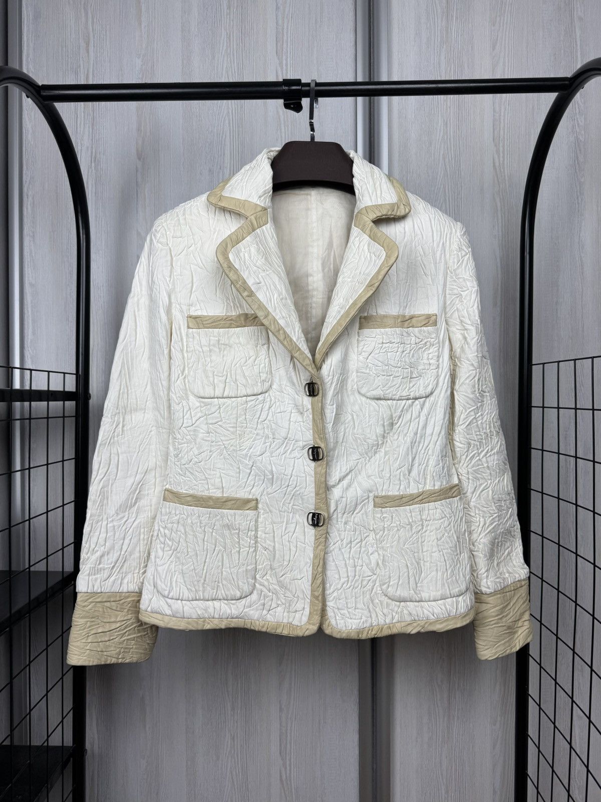 Salvatore Ferragamo Salvatore Ferragamo white leather biker jacket blazer Size M / US 6-8 / IT 42-44 - 1 Thumbnail