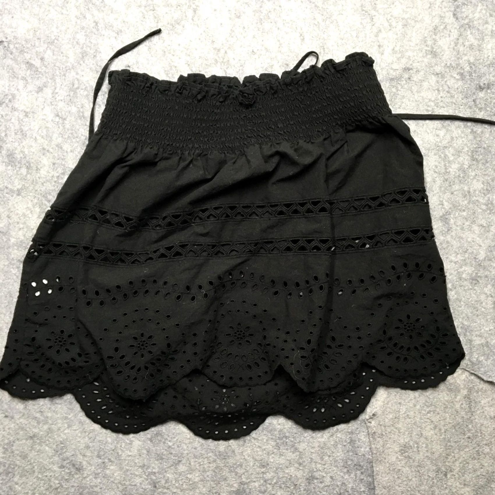 Madewell Madewell Skirt Womens M Black Eyelet Lace Mini Boho Elastic Waist Summer Size 32" / US 10 / IT 46 - 4 Thumbnail