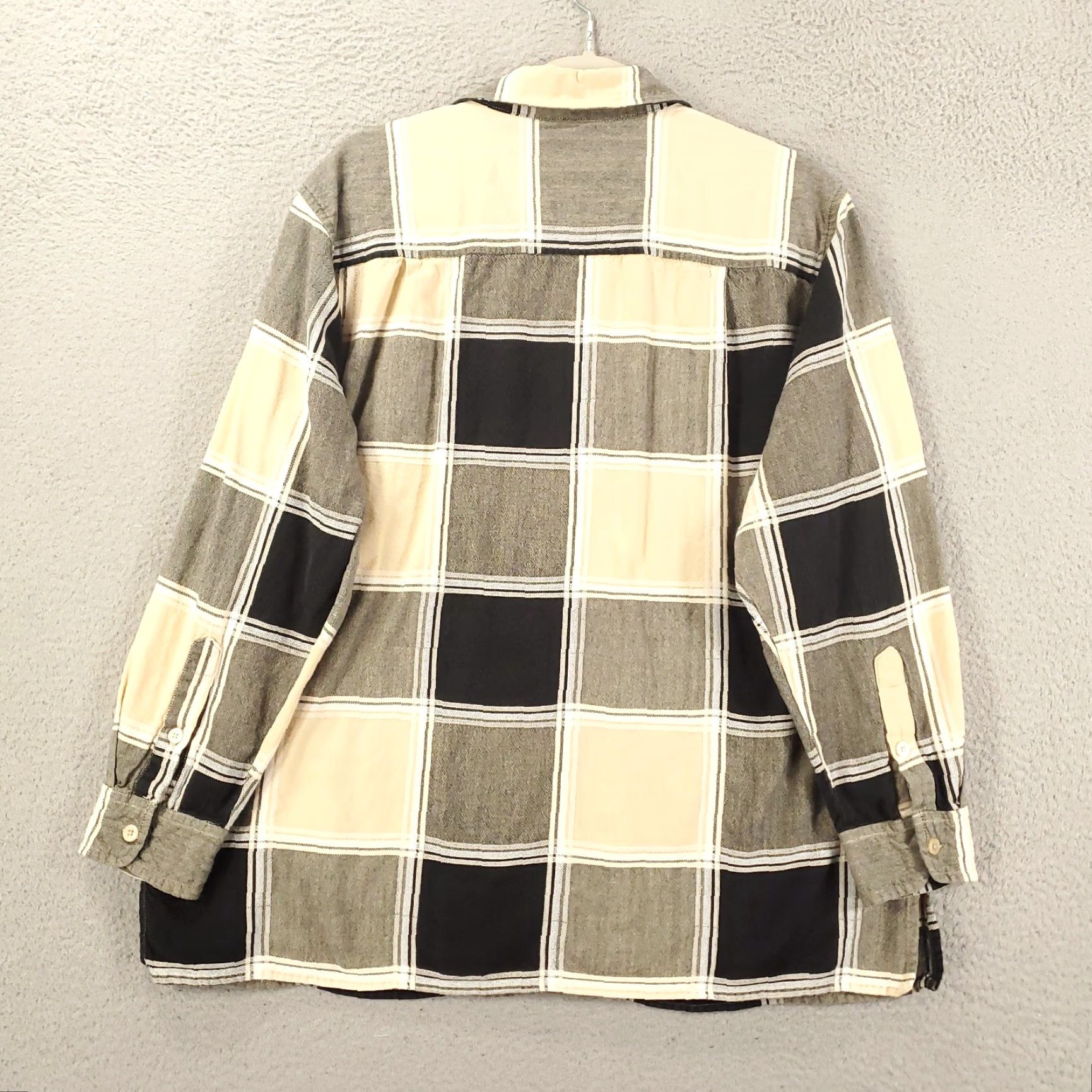 Lee Ms Lee Button Up Shirt 2X Cream Black Gray Grid Geometric Top Womens Blouse Size XXL / US 16-18 / IT 52-54 - 7 Thumbnail