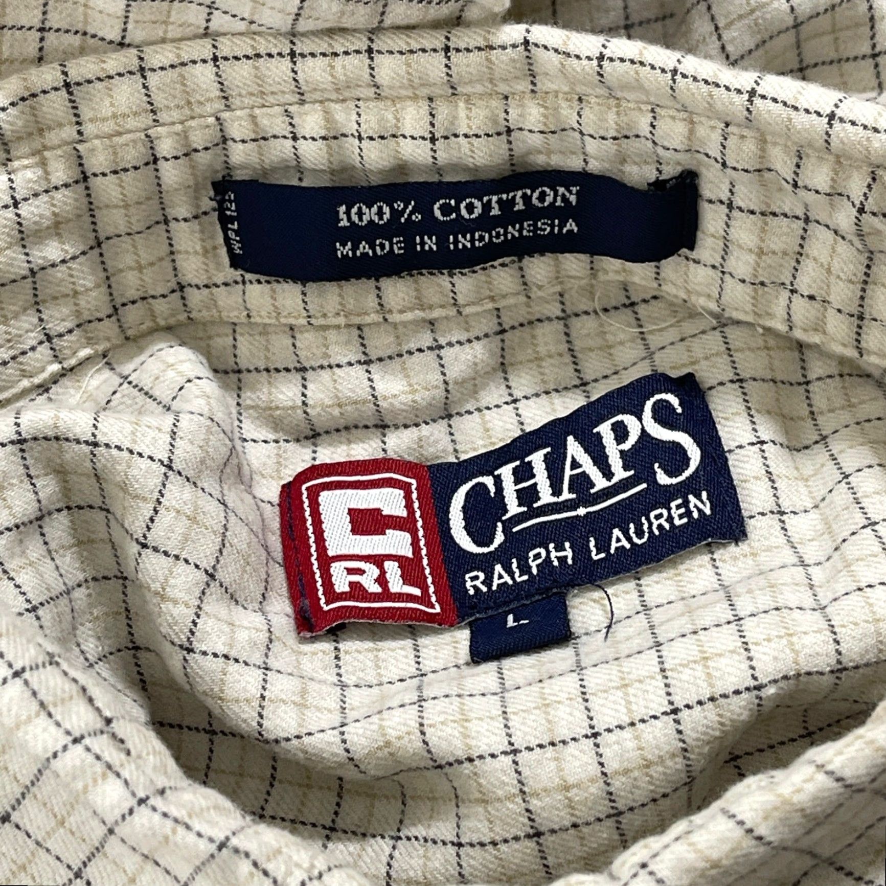 Chaps VINTAGE Chaps Ralph Lauren Men L Plaid Shirt Beige Blue 90s Cotton Button-Down Shirt Mens L Regular Cotton Plaid 90s Preppy Vintage Size US L / EU 52-54 / 3 - 6 Thumbnail