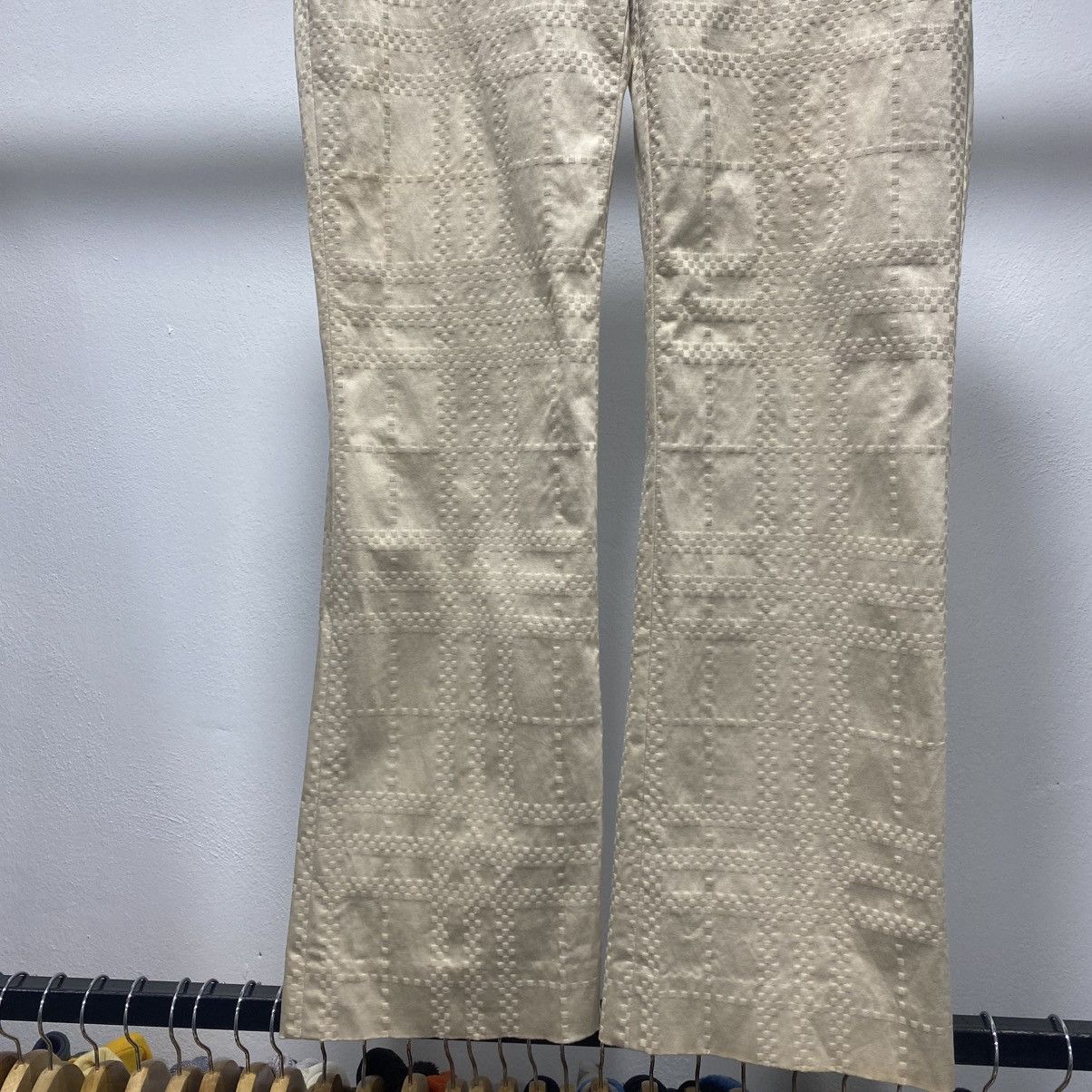 Burberry × Designer Sickkk☠️Burberry 3D Braille Flare Pants Trousers Size 29" - 3 Thumbnail