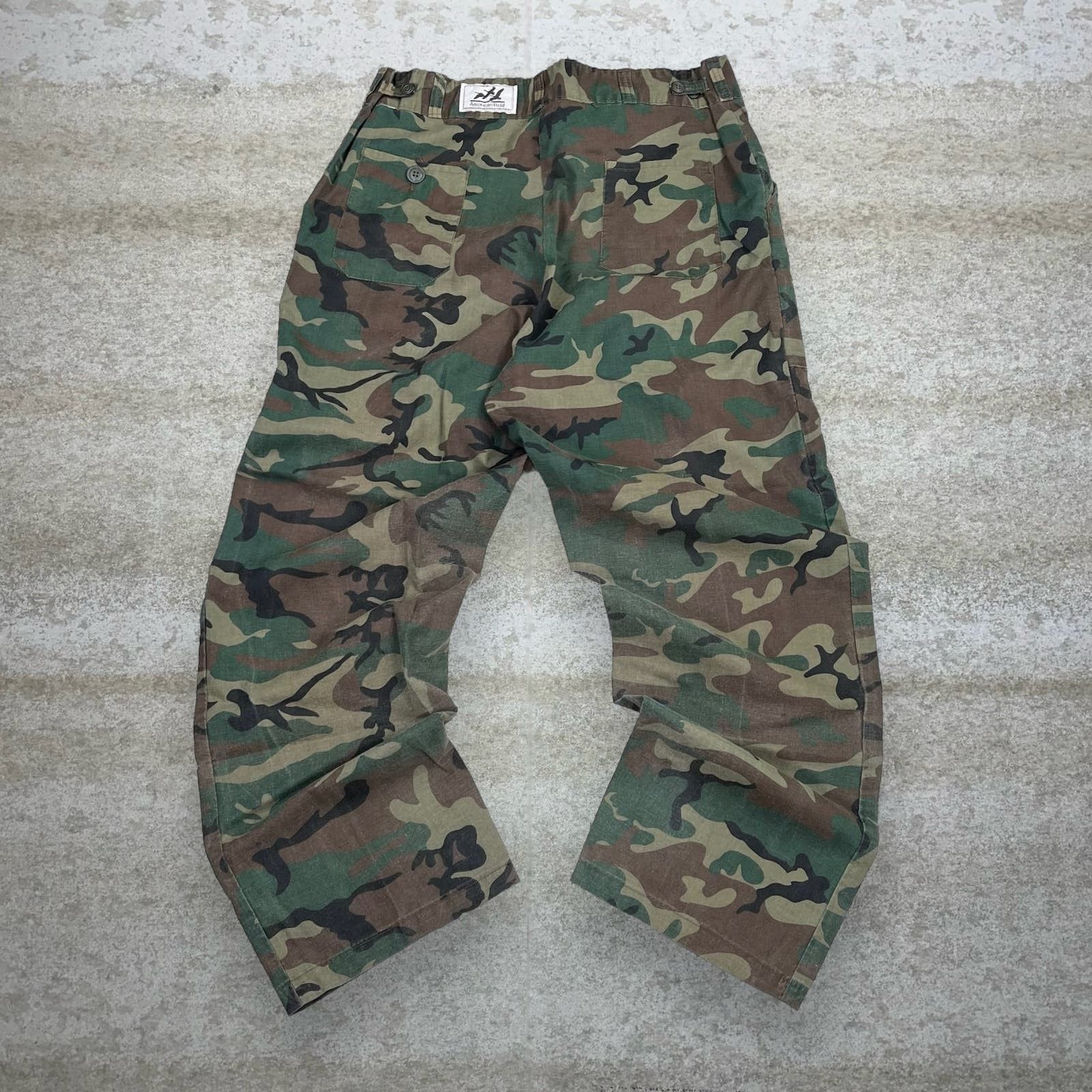 image of Crazy Vintage Camo Pants American Field Baggy Wide Leg in Green, Men's (Size 36)