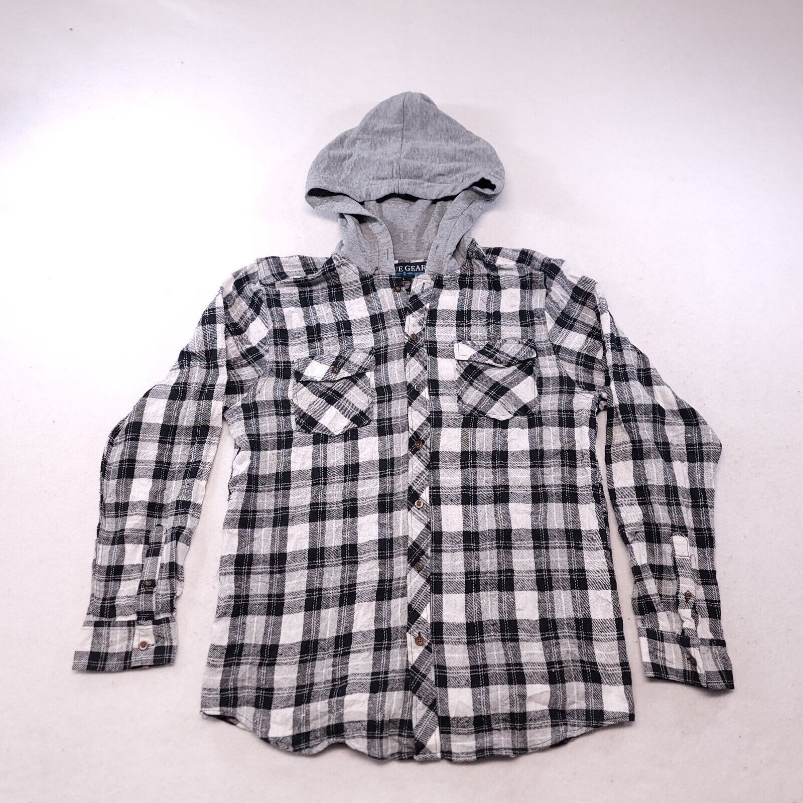 Blue Gear Blue Gear Long Sleeve Hoodie Mens Size Large L Black Plaid Size US L / EU 52-54 / 3 - 2 Thumbnail