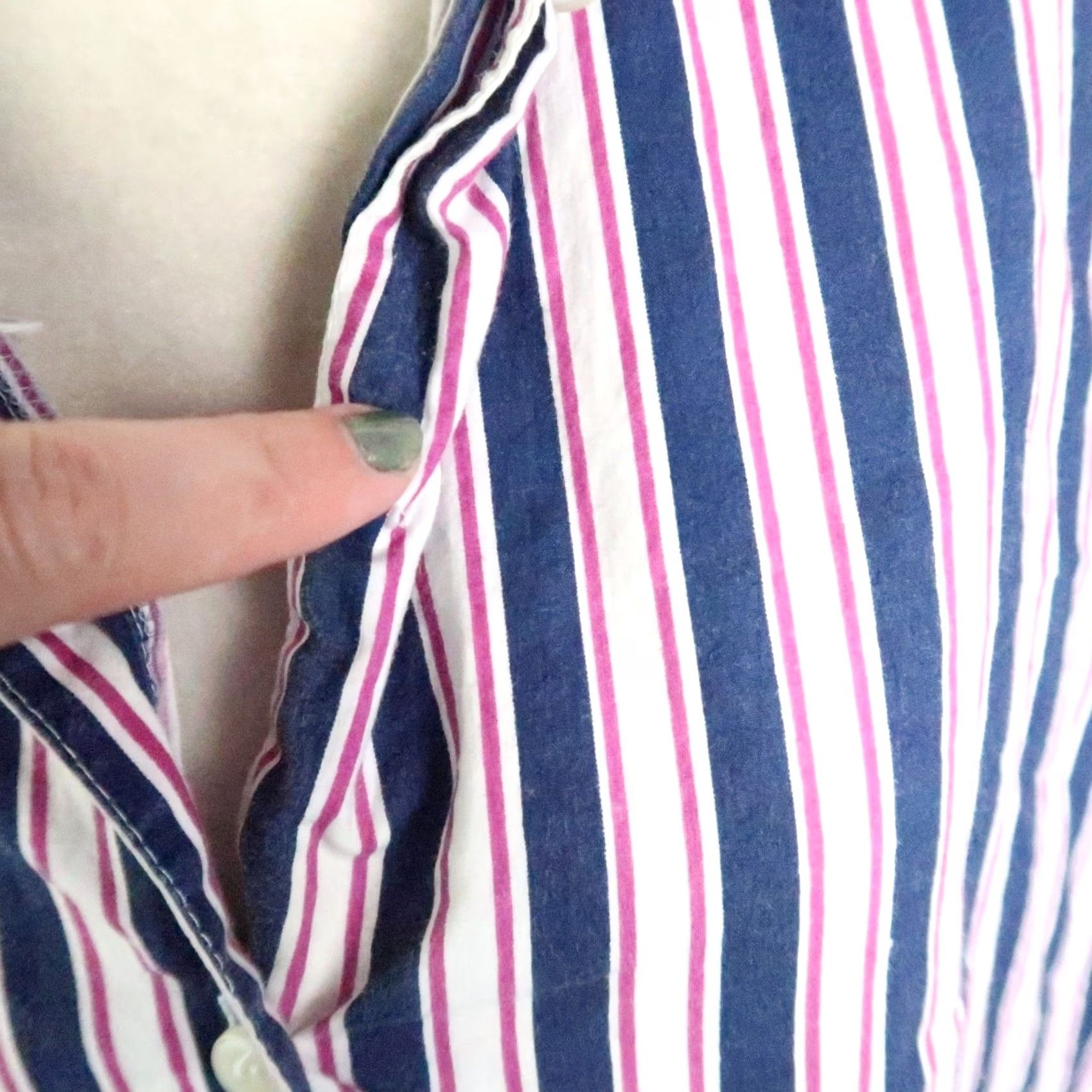 Vintage VINTAGE Honors Intimates Sleep Shirt Dress Navy Blue White Stripe Long Sleeve Collared Cotton 90s 80s Womens L Size L / US 10 / IT 46 - 6 Thumbnail