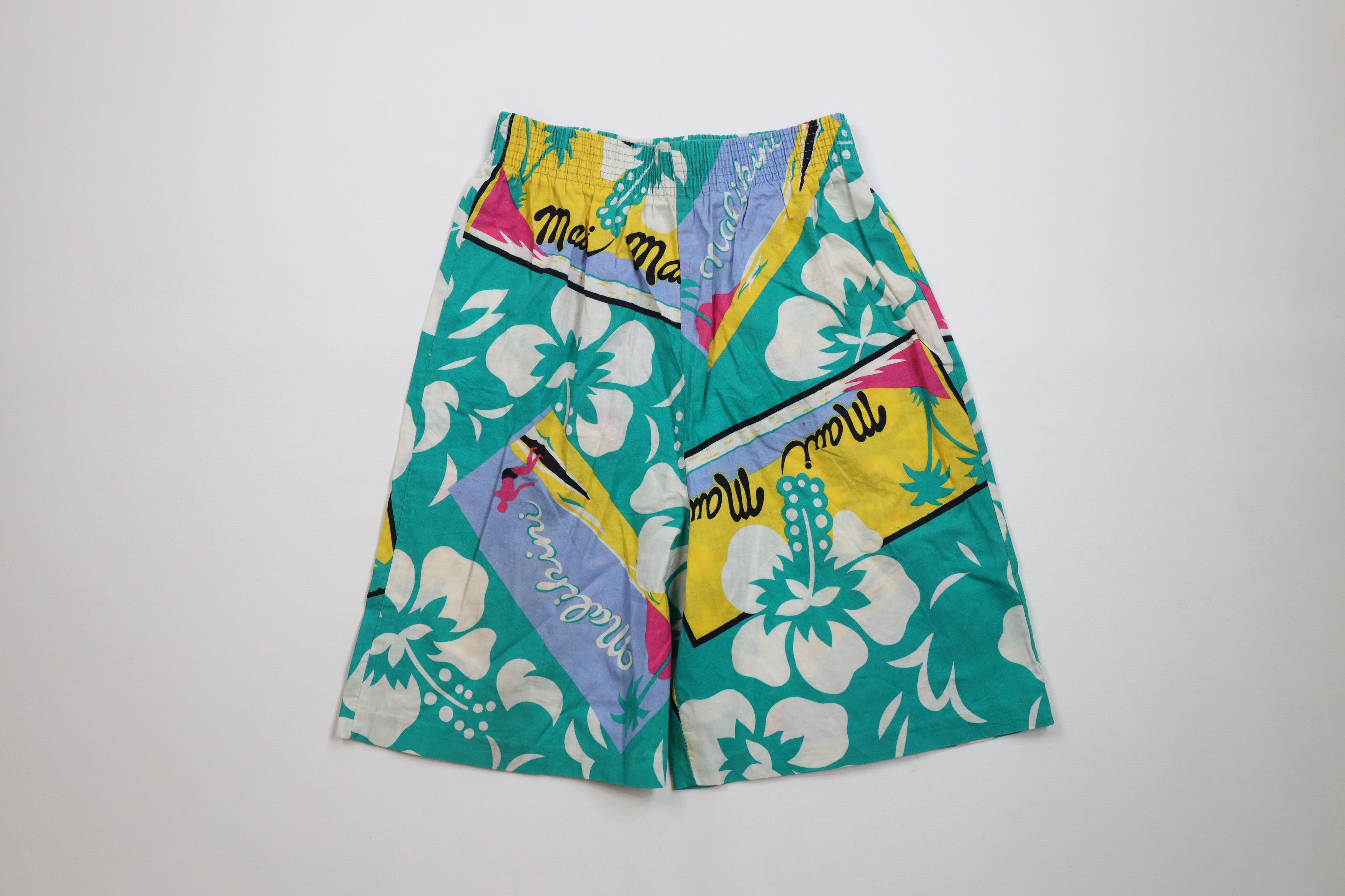 Vintage Vintage 90s Streetwear Baggy Abstract Flower Surf Shorts USA Size 26" / US 2 / IT 38 - 1 Thumbnail