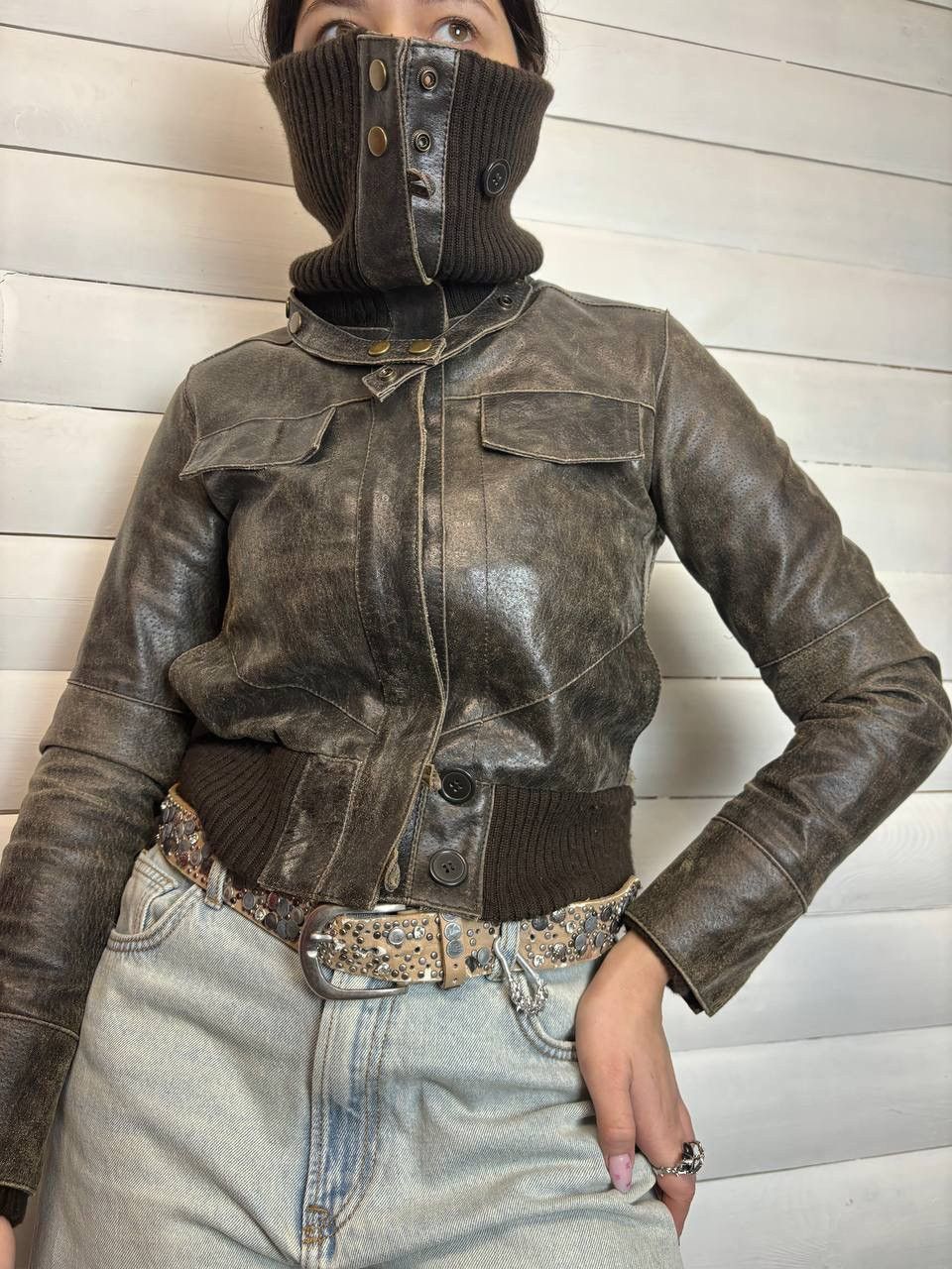 Japanese Brand Vintage Y2K BAY Ostrich Skin Leather Collar IfSixWas Style Size US S / EU 44-46 / 1 - 19 Thumbnail