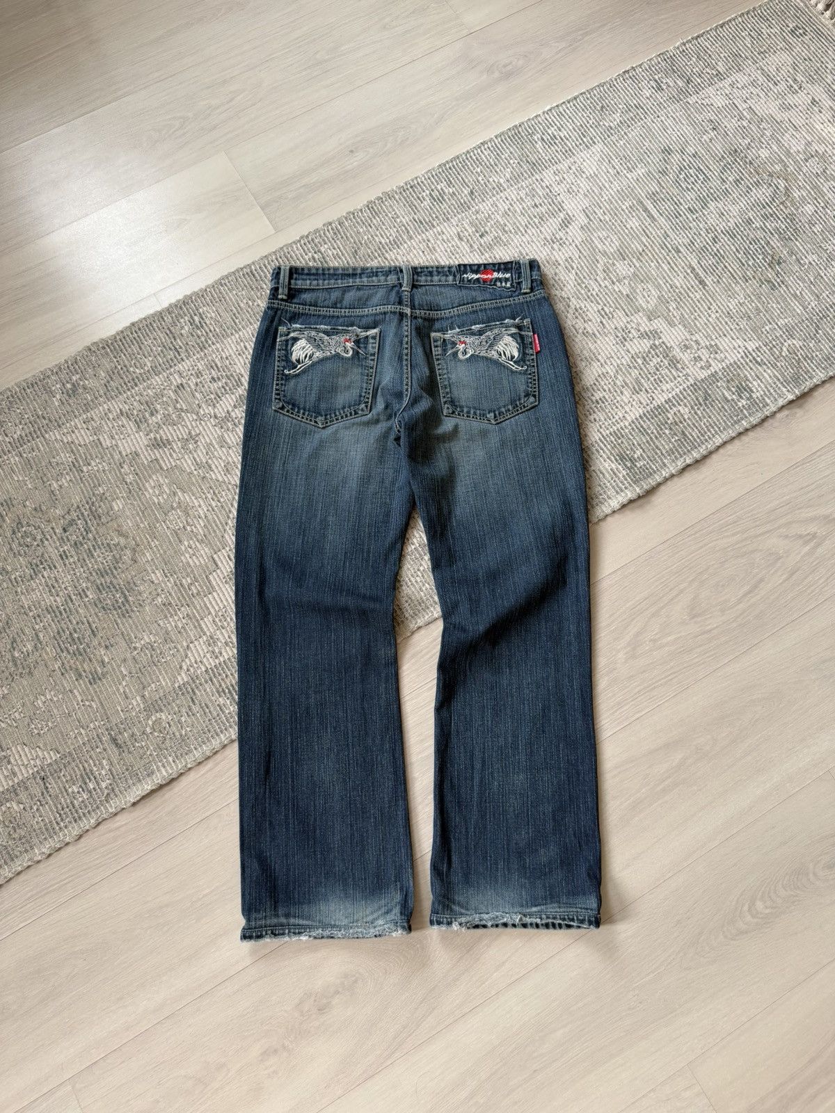 Japanese Brand Vintage Nippon Blue Japanese Flared Embroidery Pocket Evisu Size US 34 / EU 50 - 1 Thumbnail