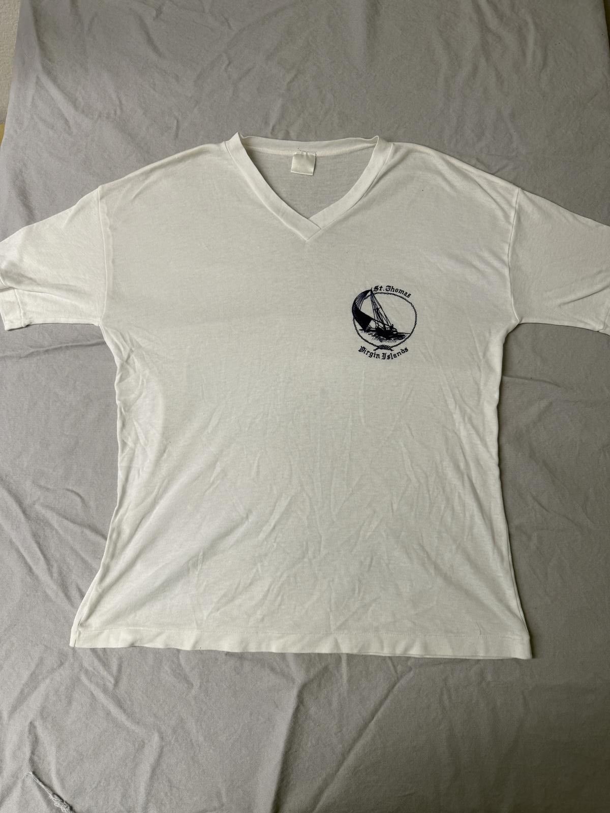 Designer VTG Sailing T-shirt St. Thomas Virgin Islands V-Neck Tee Size US XL / EU 56 / 4 - 1 Thumbnail