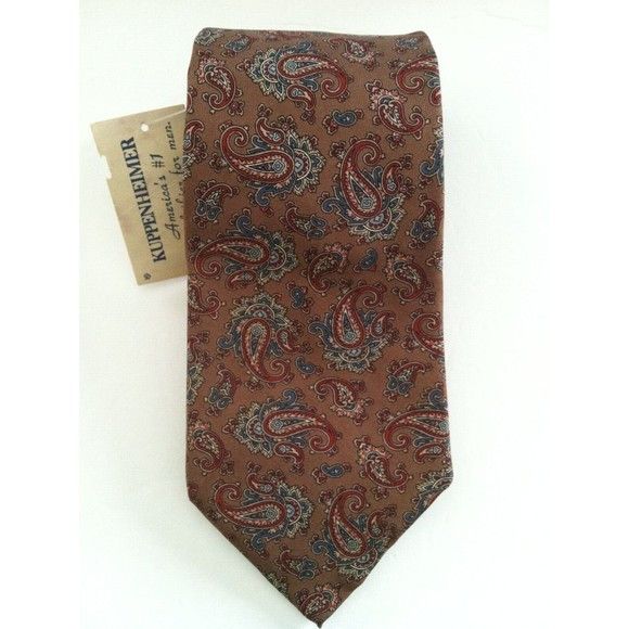 Other KUPPENHEIMER MENS NEW BROWN 100%SILK TIE WIDTH: 3 3/8" Size ONE SIZE - 1 Thumbnail