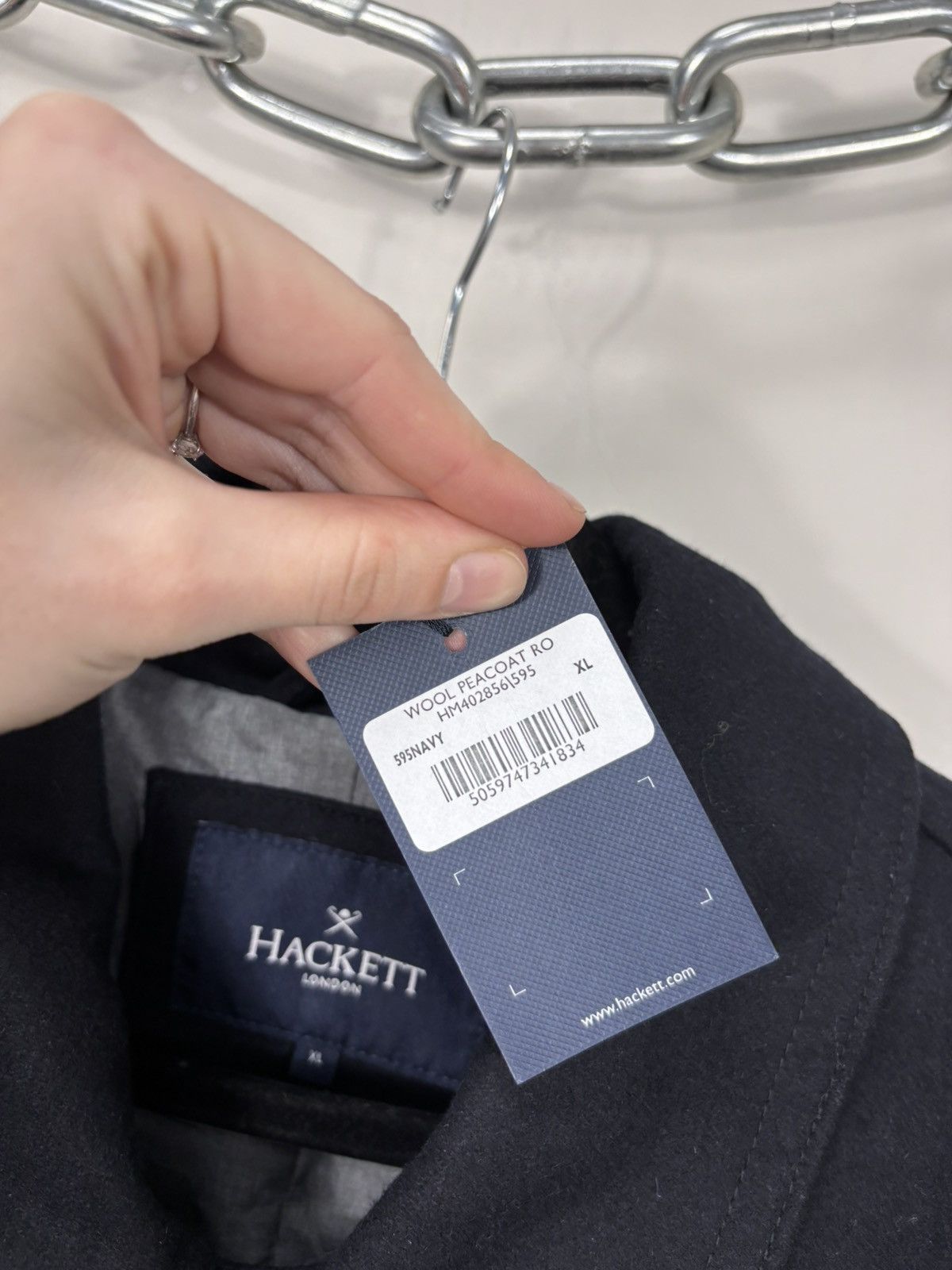 Hackett Hackett London NWT Men’s Navy Blue Double Breasted Wool Coat Size US XL / EU 56 / 4 - 11 Thumbnail