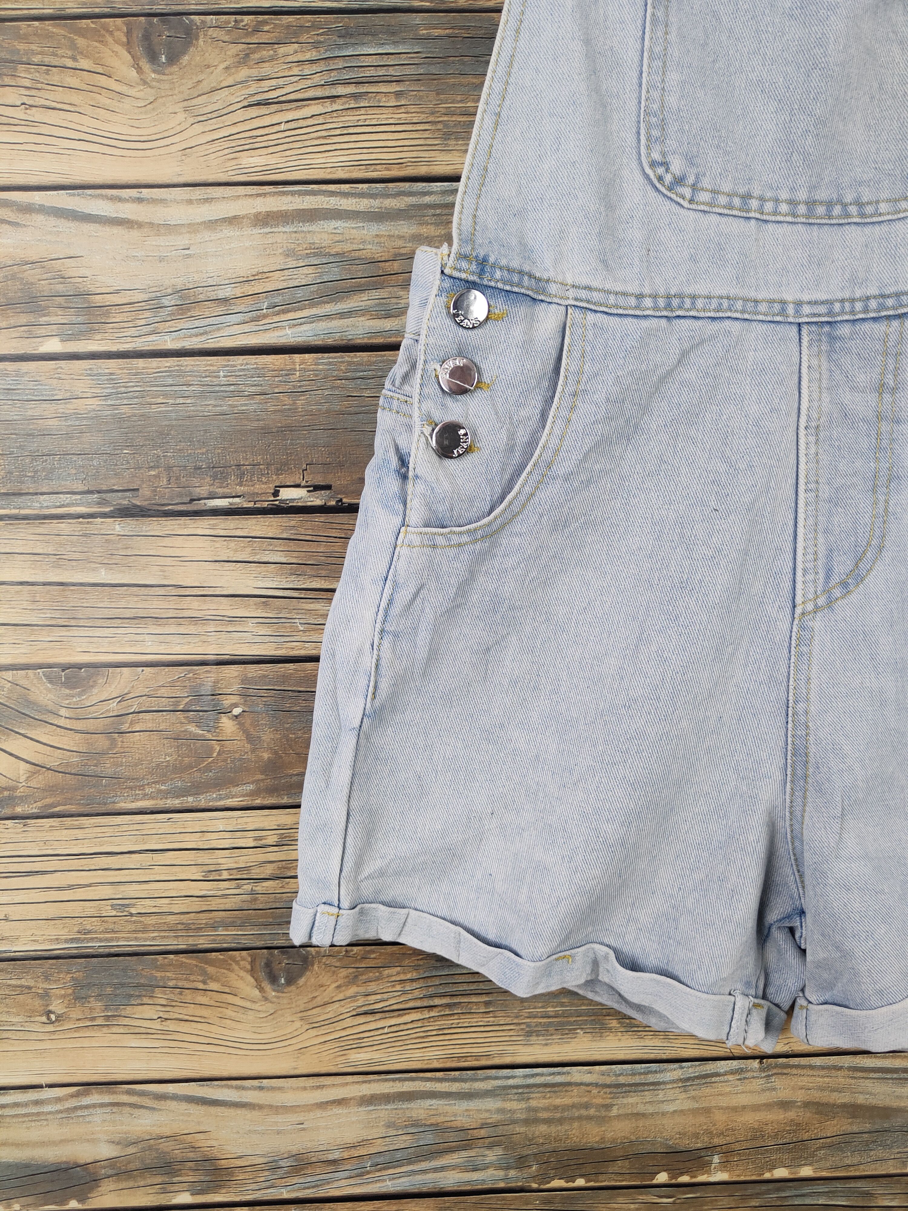 Japanese Brand × Vintage Yishanfushi Light Blue Denim Shortall Jumpsuits Size 28" / US 6 / IT 42 - 6 Thumbnail