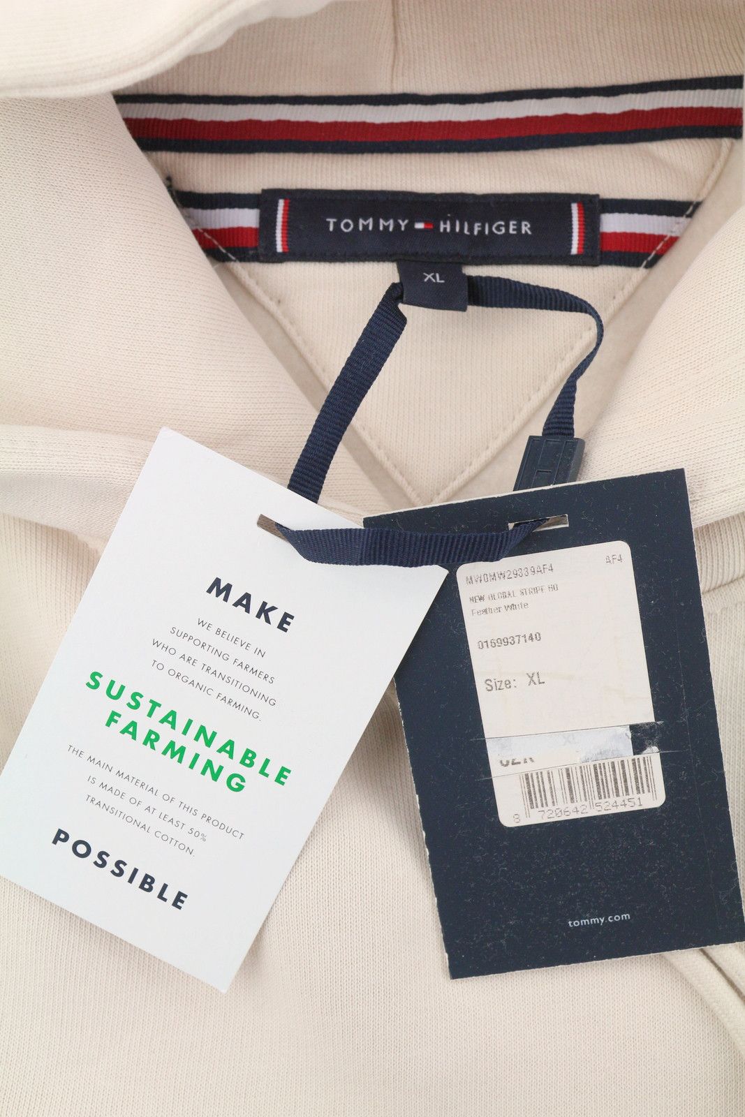 Tommy Hilfiger NEW GLOBAL STRIPE XL Feather White Hoodie 87400 Size US XL / EU 56 / 4 - 6 Thumbnail