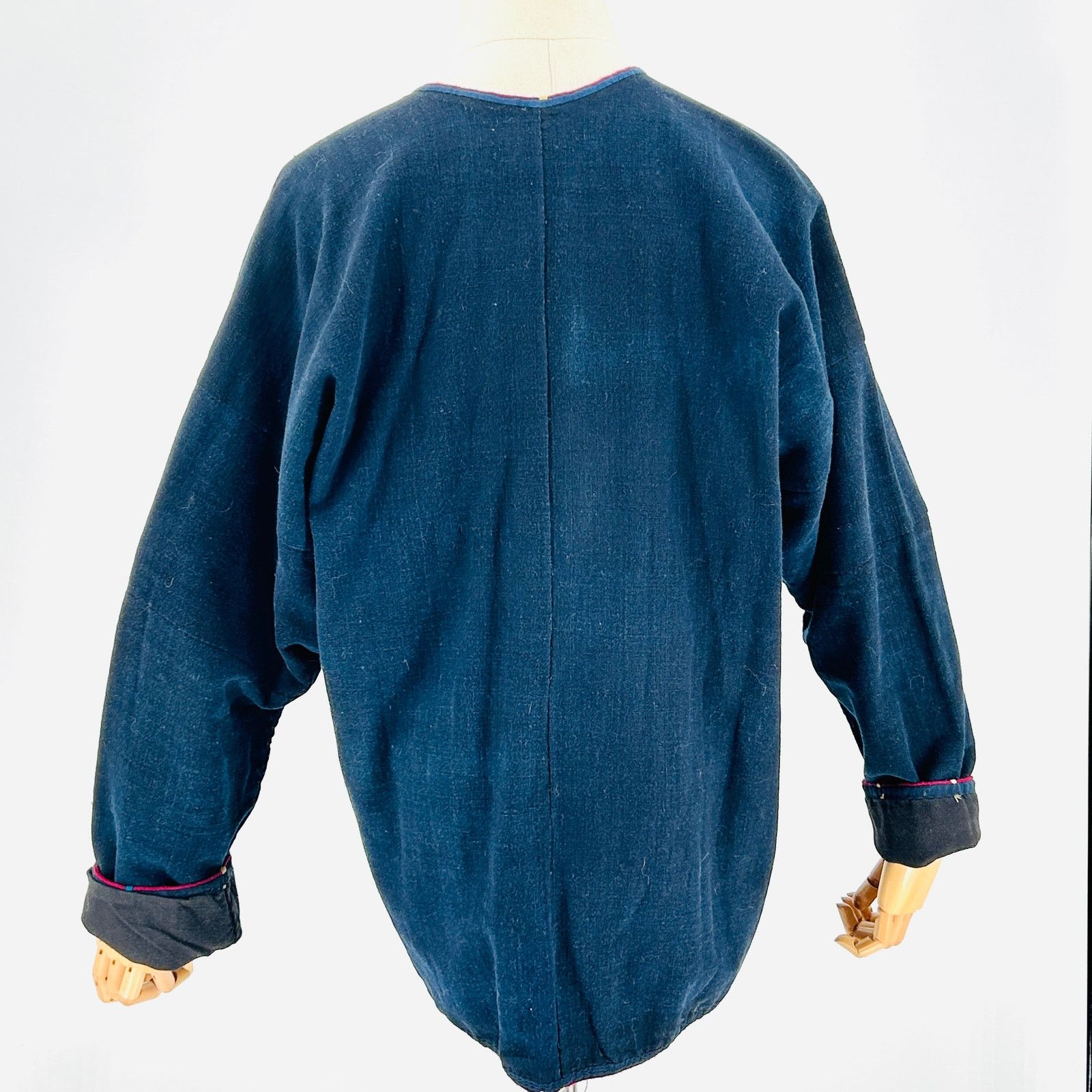 Handmade Vintage 90s Indigo Blue Cotton Silver Toggle Thai Jacket Size L / US 10 / IT 46 - 5 Thumbnail