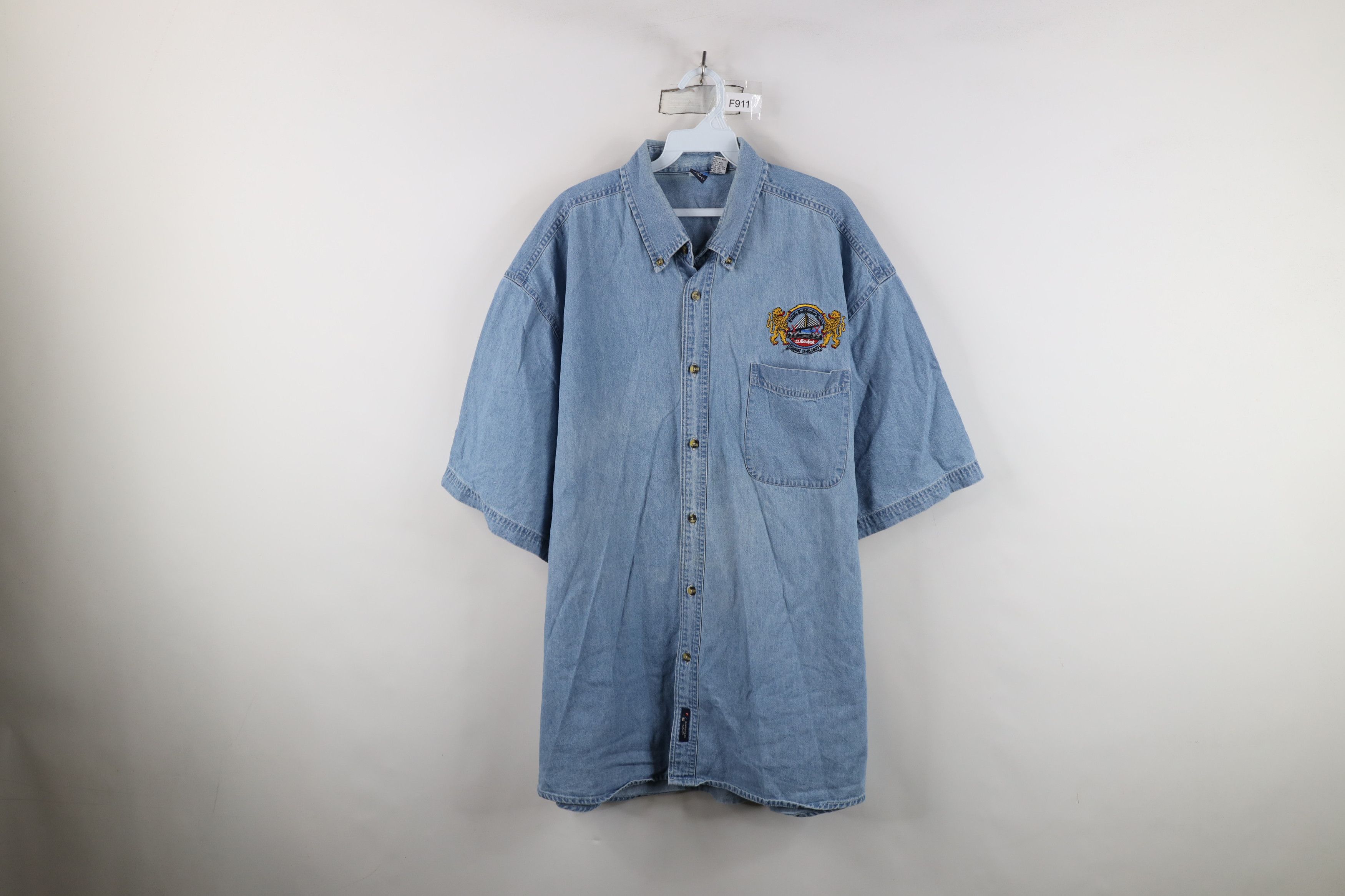 Vintage Vintage Y2K American Festival Denim Jean Button Down Shirt Size US XXL / EU 58 / 5 - 1 Thumbnail