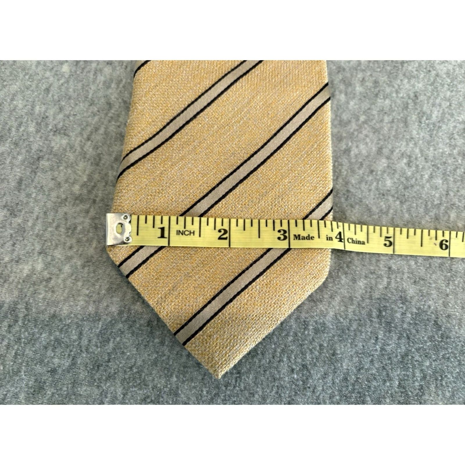 Ermenegildo Zegna Ermenegildo Zegna Tie Striped Silk Gold 100% Silk Men Classic 57"-60" Italy Size ONE SIZE - 4 Thumbnail