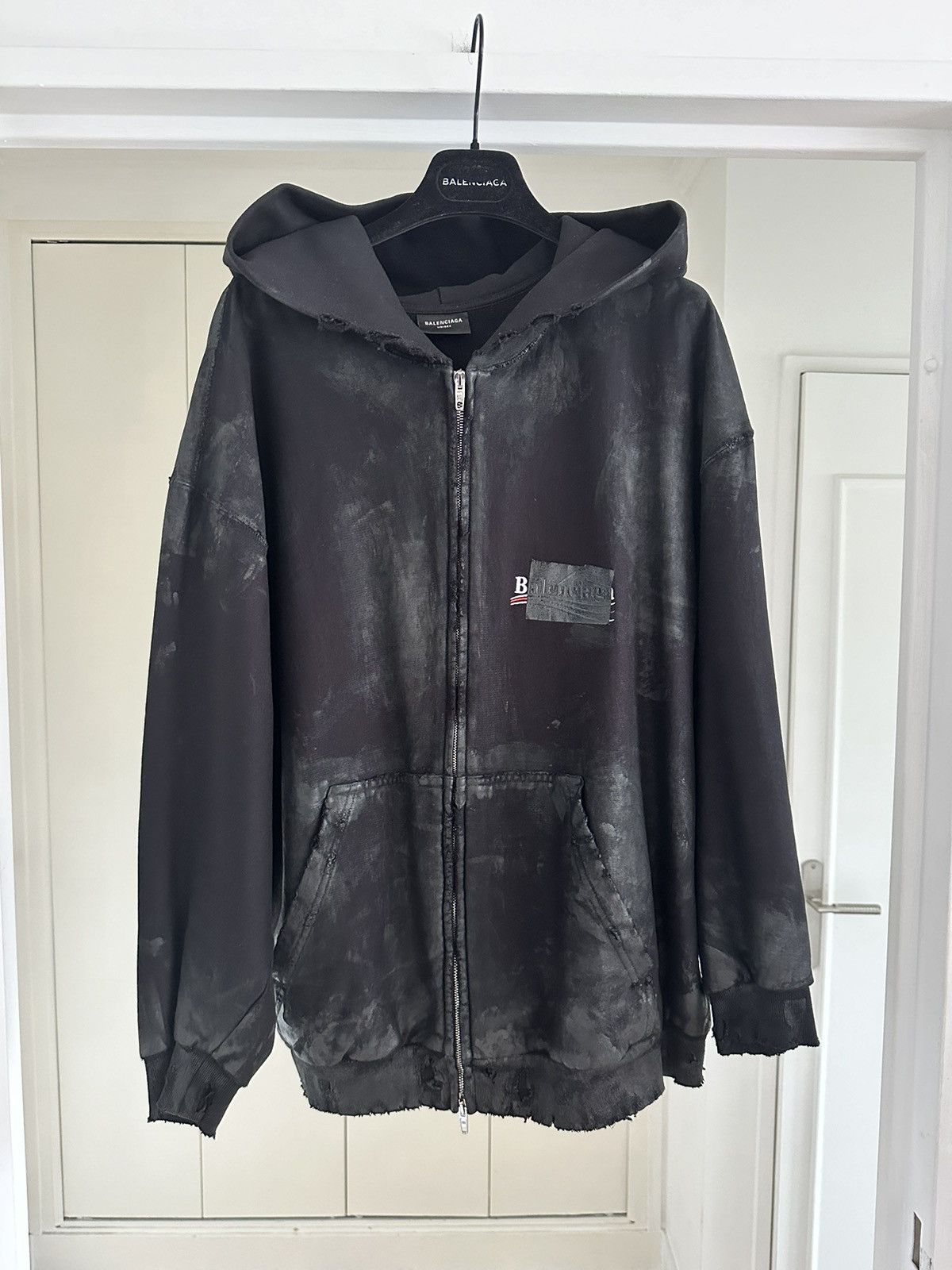 Pre-owned Balenciaga Gaffer Hoodie Zipped Dirty Fall 22 In Black