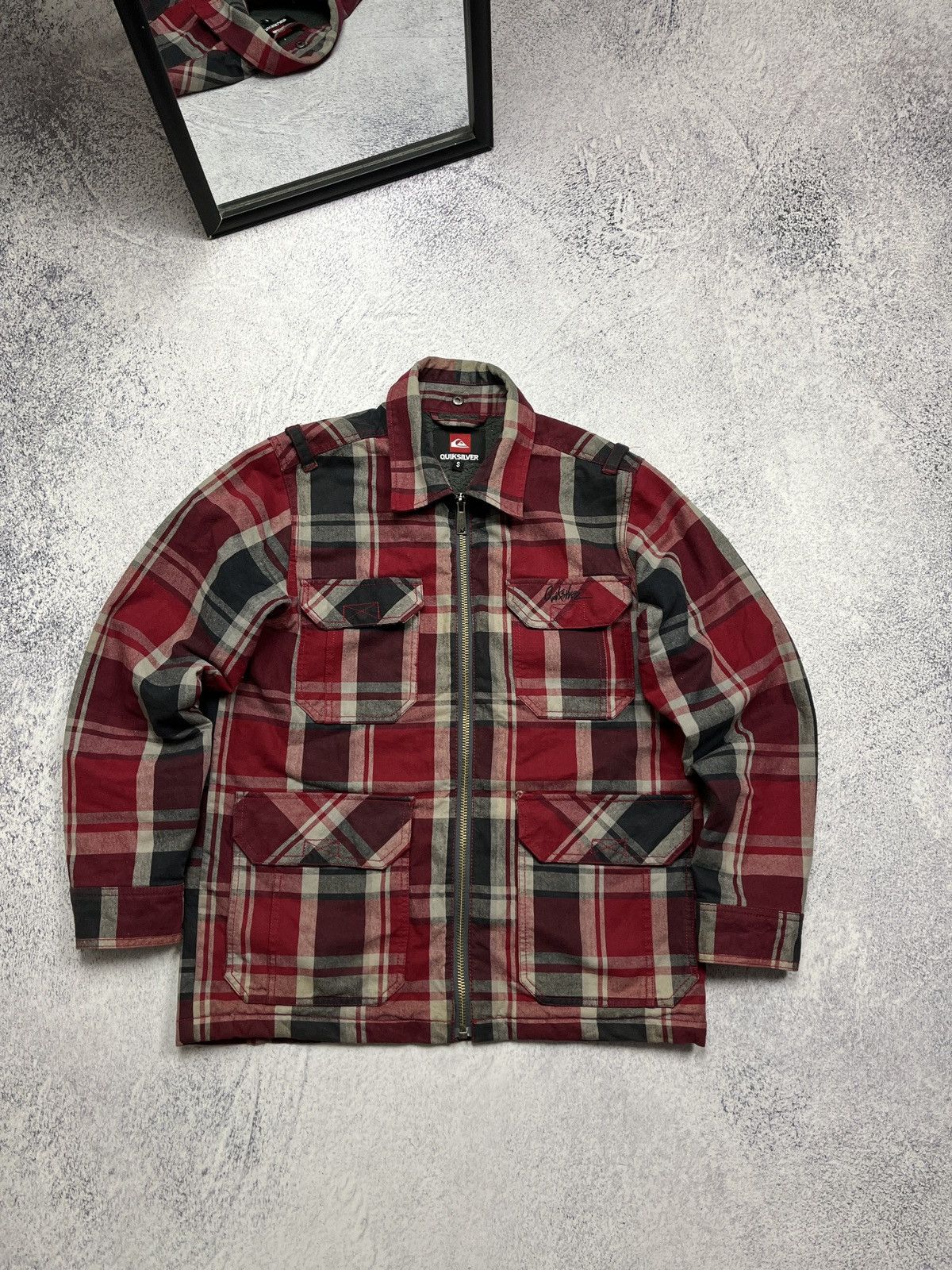 Vintage Quicksilver Surf Zipper Plaid Jacket Rare Hype Y2k