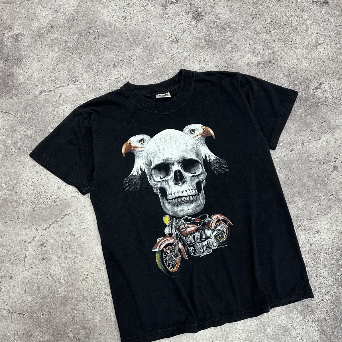 Vintage Vintage 90s Zip it London Skull Eagle Harley biker tee og Size US M / EU 48-50 / 2 - 3 Thumbnail