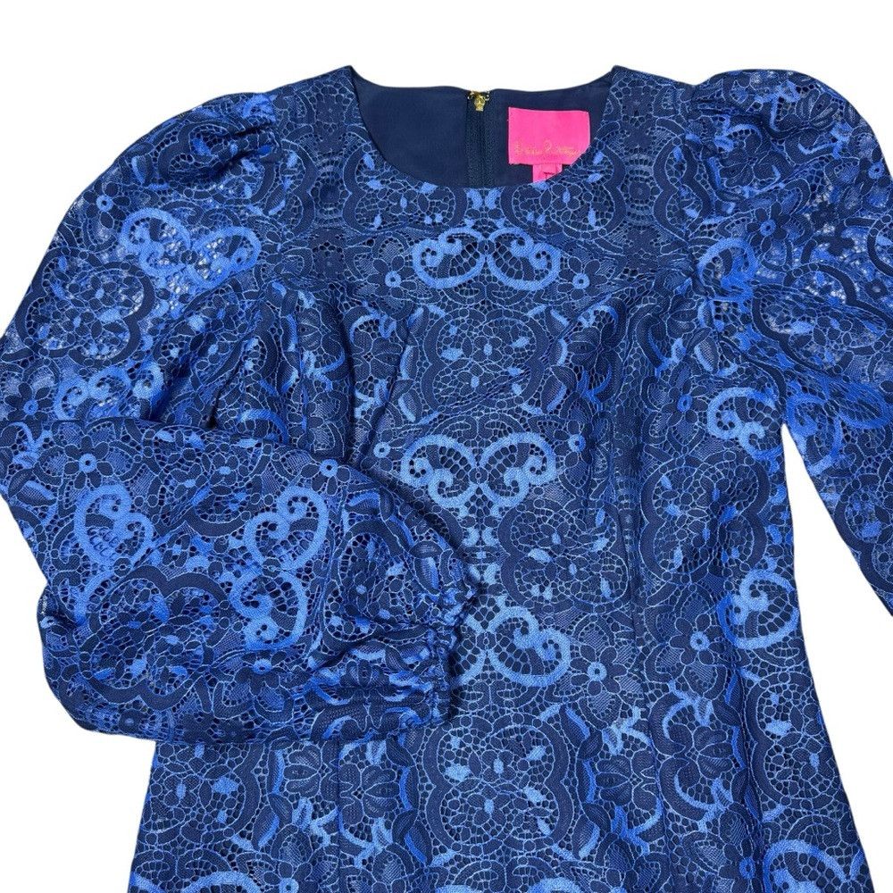 Lilly Pulitzer NWT New $258 Lilly Pulitzer Georgi Lace Long Sleeve Blue Dr Size XS / US 0-2 / IT 36-38 - 5 Thumbnail