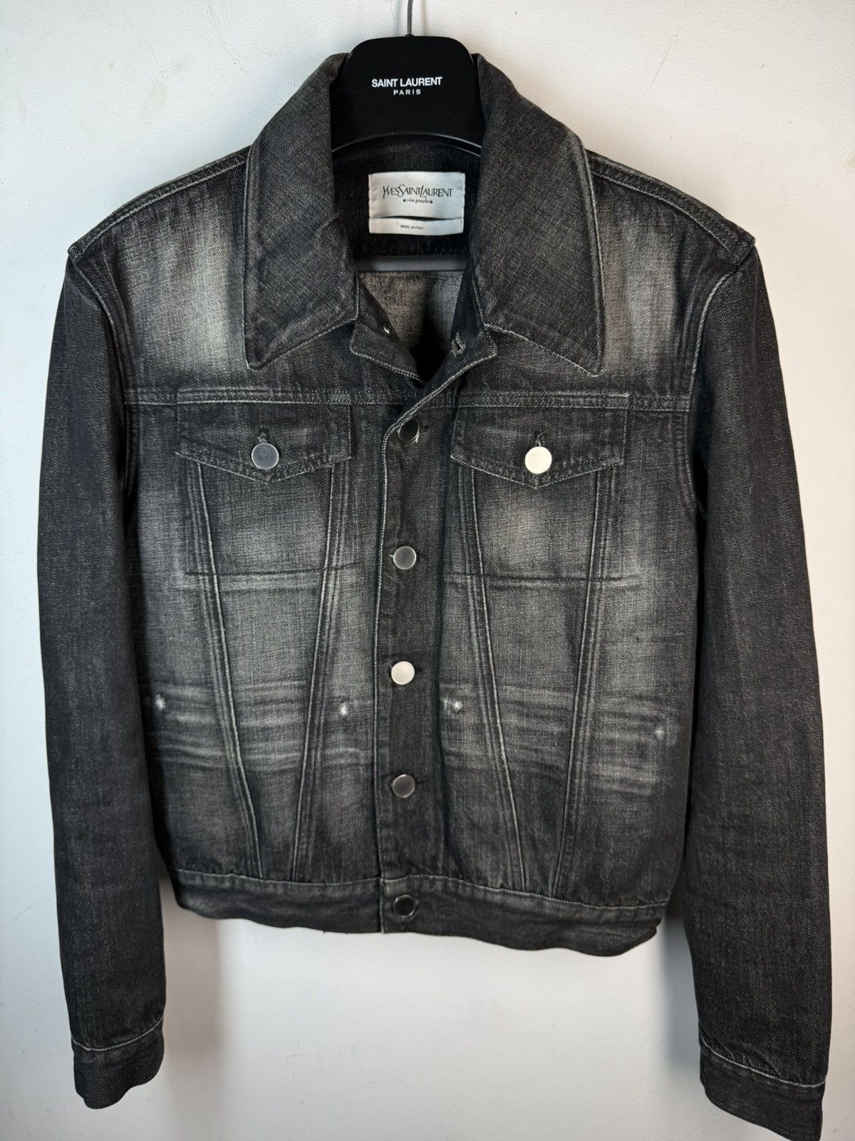 Yves Saint Laurent Tom Ford YSL Denim Jacket Black Italy Size US M / EU 48-50 / 2 - 2 Thumbnail
